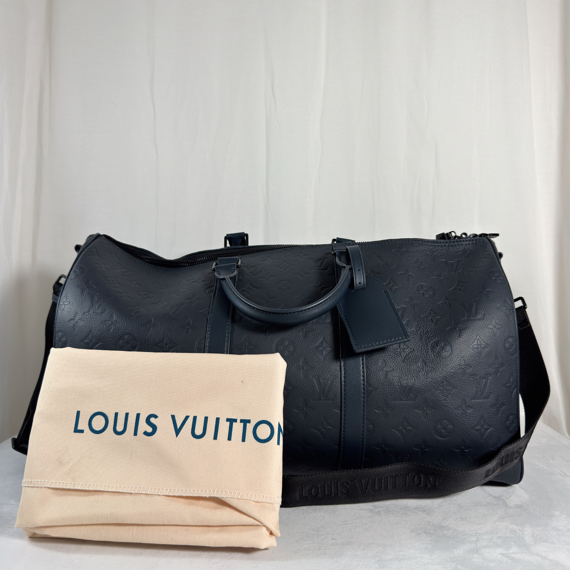 SAC DE VOYAGE LOUIS VUITTON KEEPALL BANDOULIERE 50 - CUIR MONOGRAM SHADOW M14840