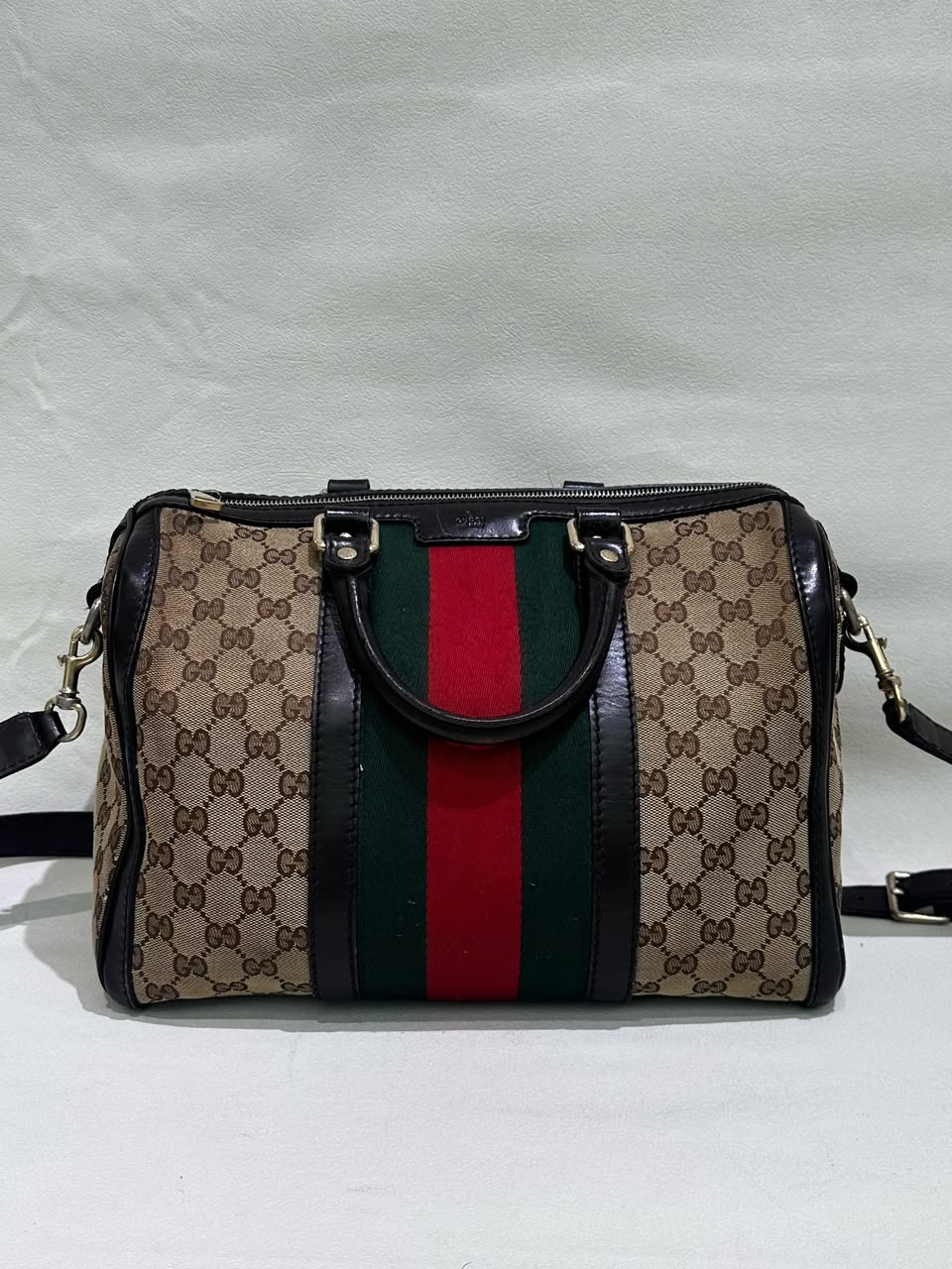 GUCCI - BOSTON VINTAGE WEB GG CANVAS - BEIGE/MARRON