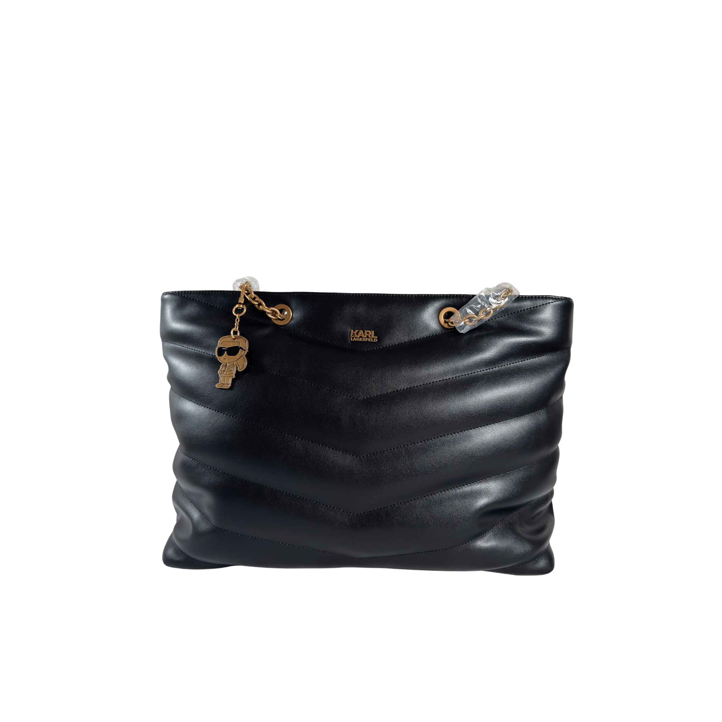 SAC CABAS KARL LAGARFELD - MATELASSE CHEVRON NOIR CUIR PU - La Belle Boutique