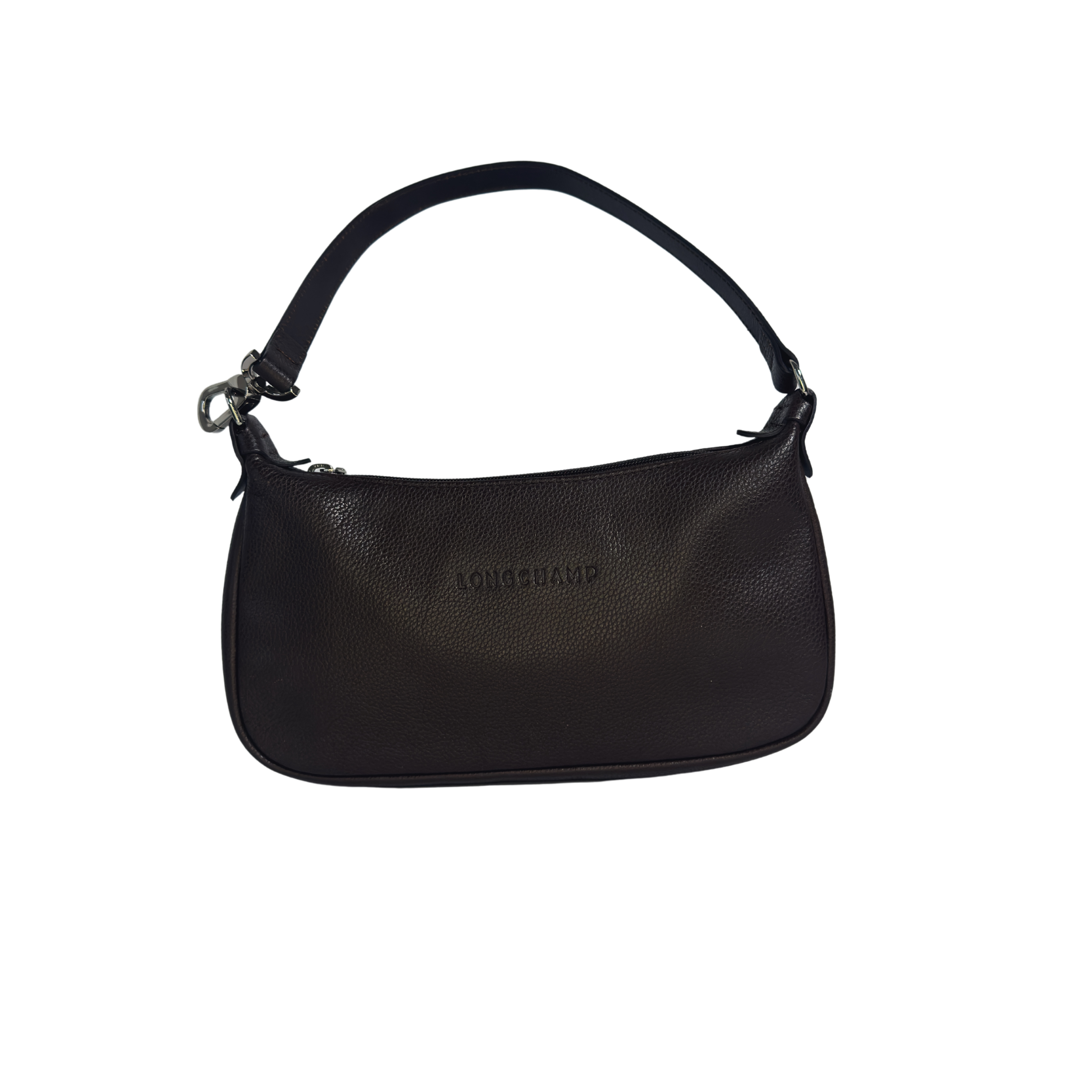 Sac à épaule Longchamp en cuir grainé chocolat