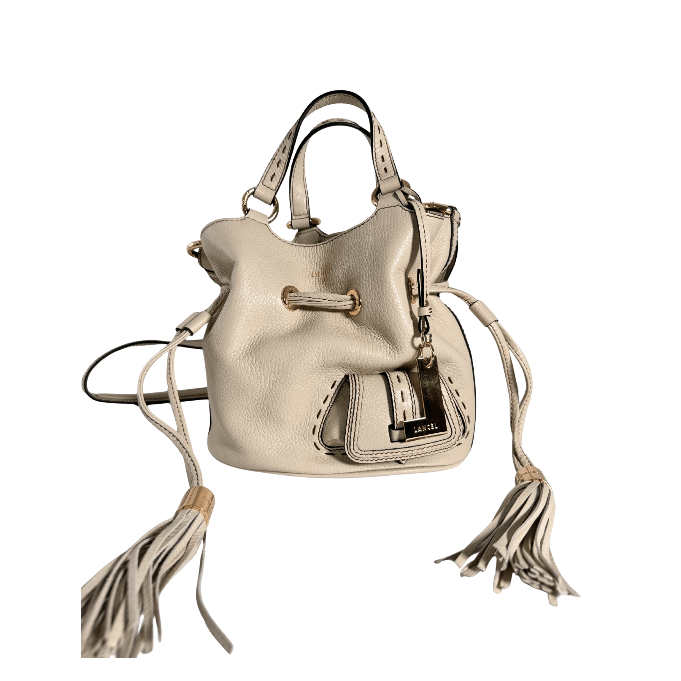 SAC SEAU LANCEL PREMIER FLIRT – TAILLE S – CUIR GRAINE CREME/ ECRU