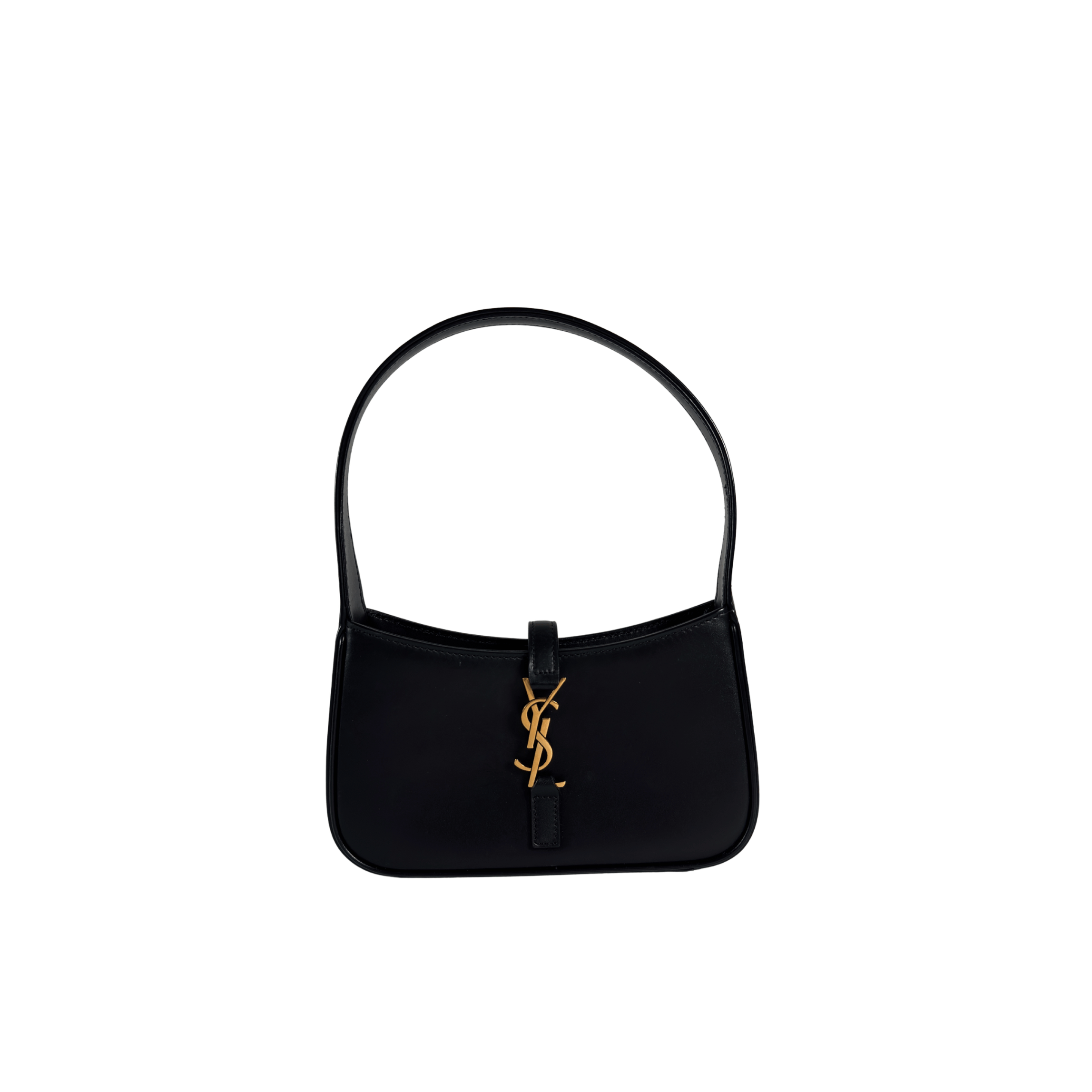 SAC A MAIN SAINT LAURENT LE 5 A 7 MINI - CUIR LISSE NOIR, CASSANDRE DOREE