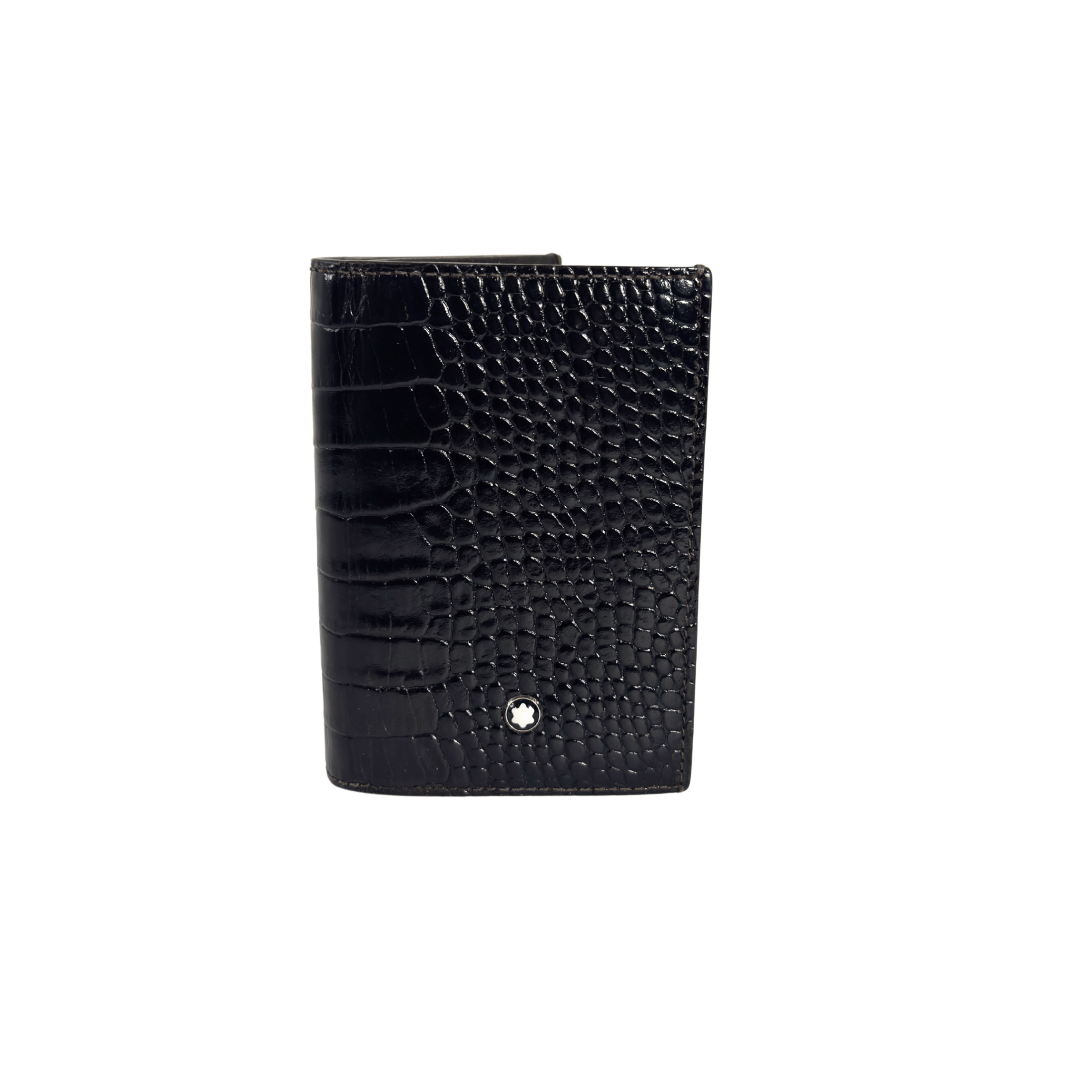 PORTE-CARTE MONTBLANC - CUIR EMBOSSE FACON CROCODILE NOIR