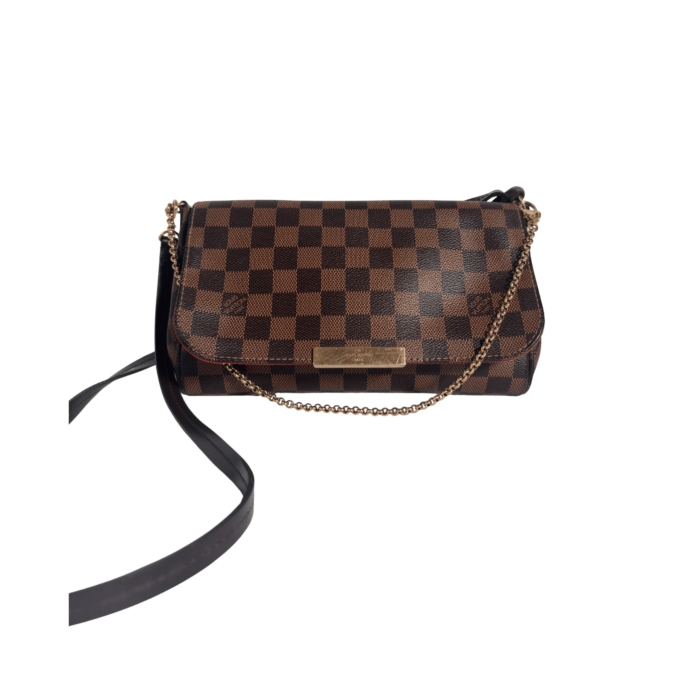 SAC BANDOULIERE LOUIS VUITTON FAVORITE MM - TOILE DAMIER EBENE