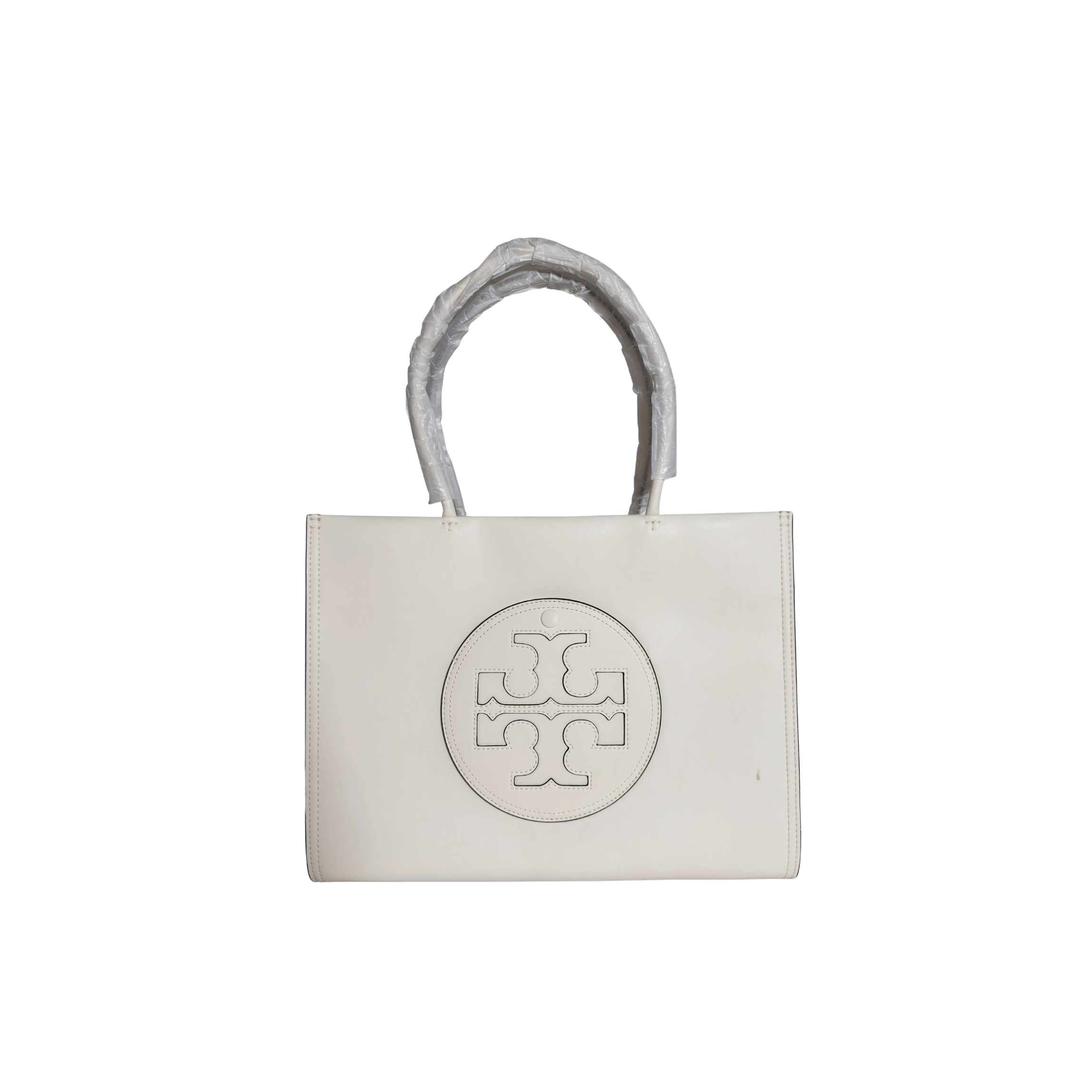 TORY BURCH - SAC TOTE ELLA BIO - CUIR VEGAN IVOIRE / LOGO ROND RELIEF