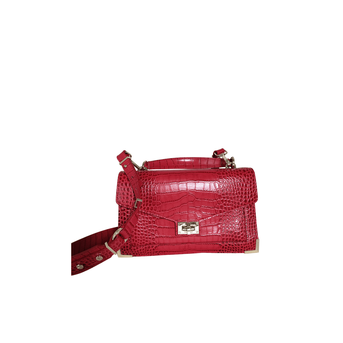 THE KOOPLES - SAC EMILY MEDIUM - CUIR EFFET CROCODILE ROUGE