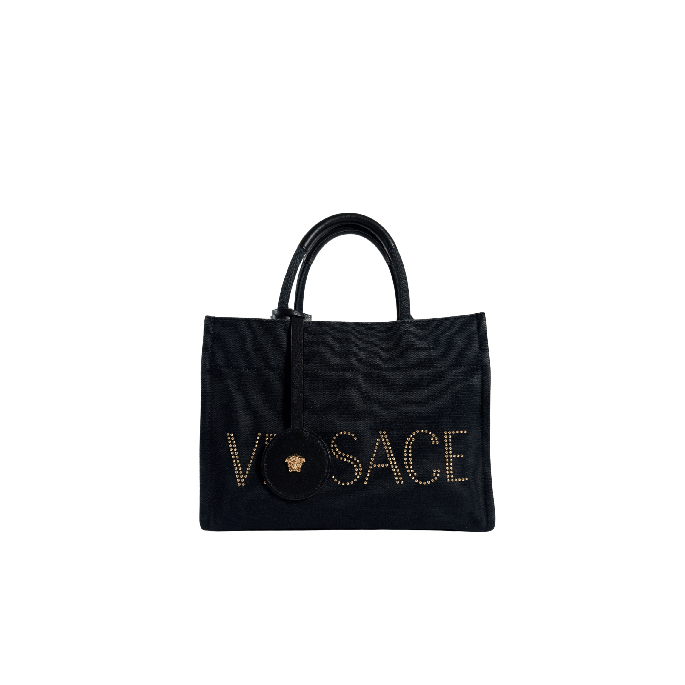 VERSACE - LA MEDUSA LARGE CANVAS TOTE - NOIR ET OR