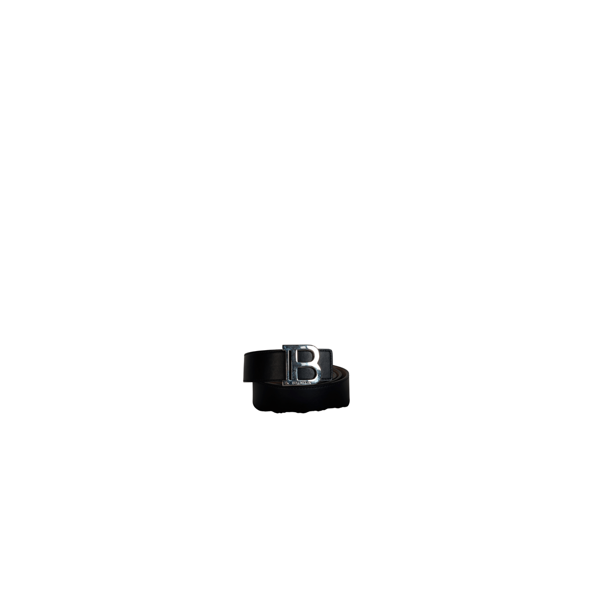 BALMAIN - CEINTURE B-BELT - CUIR LISSE NOIR - BOUCLE B ARGENTEE - TAILLE 95