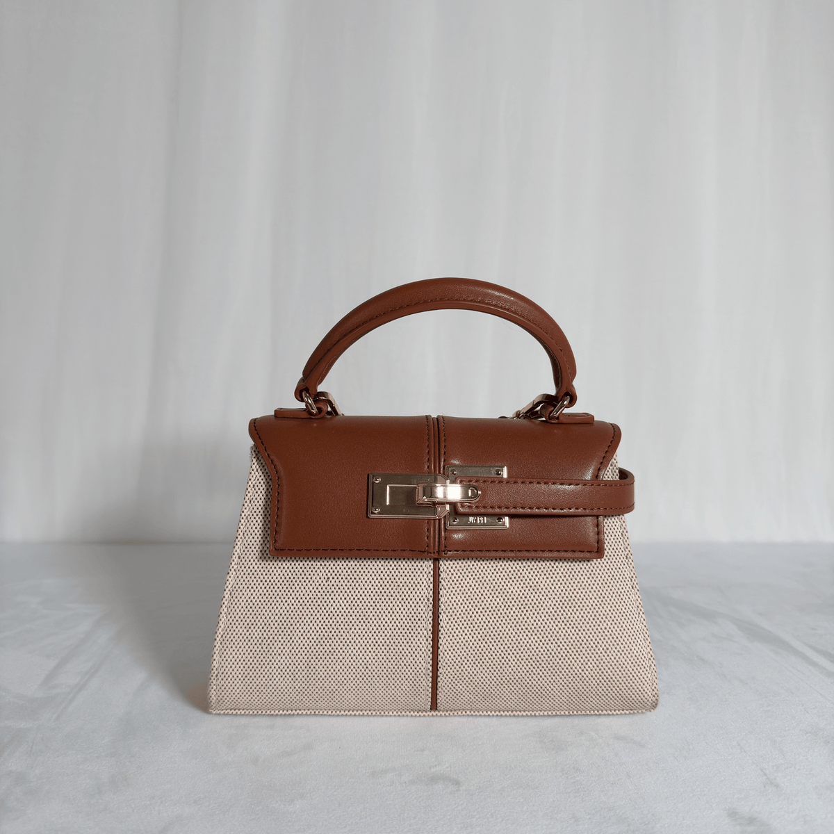 JW PEI - ELIS MINI - TOILE CANVAS ET CUIR VEGAN COGNAC