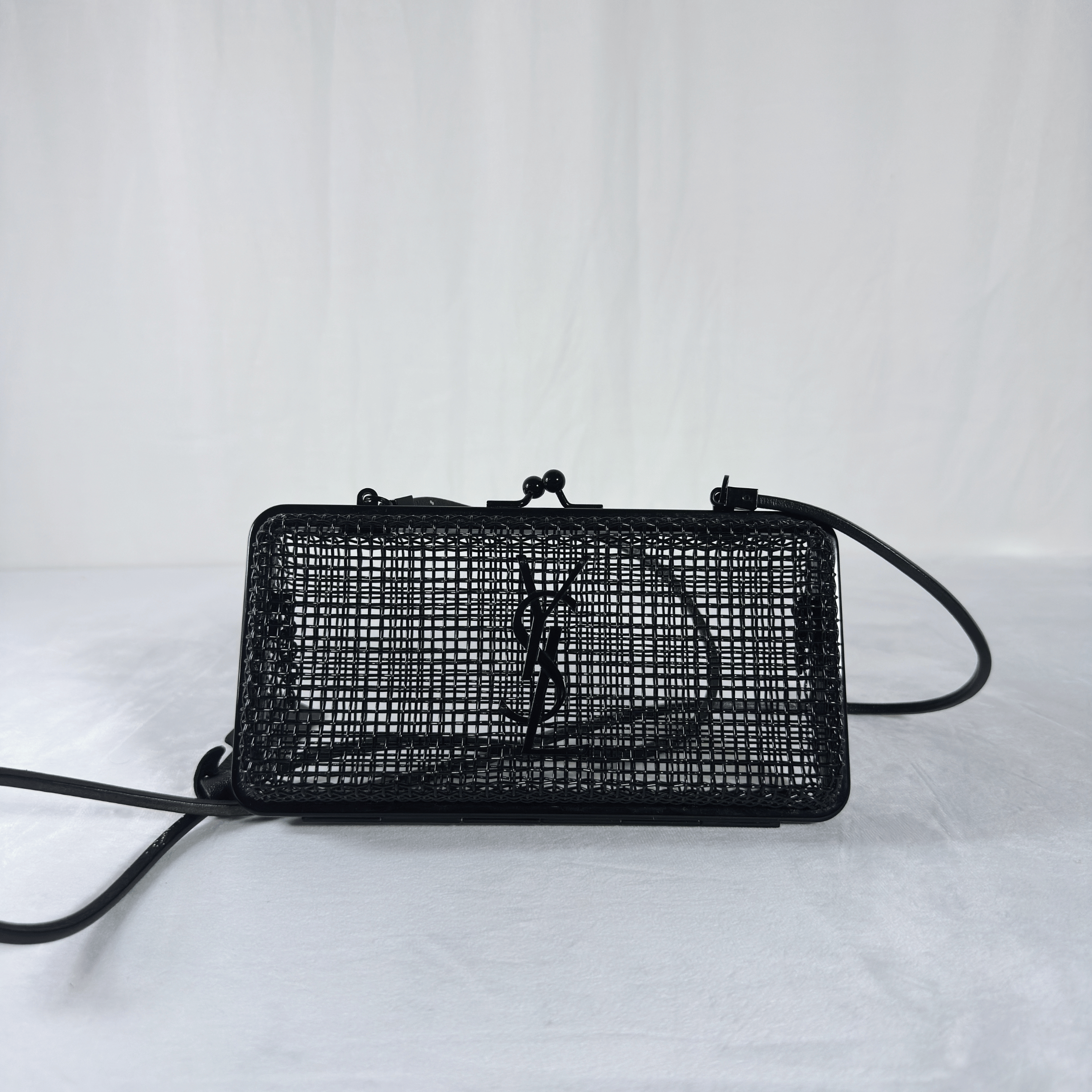 SAC BANDOULIERE SAINT LAURENT EVENING CAGE - METAL NOIR MAT