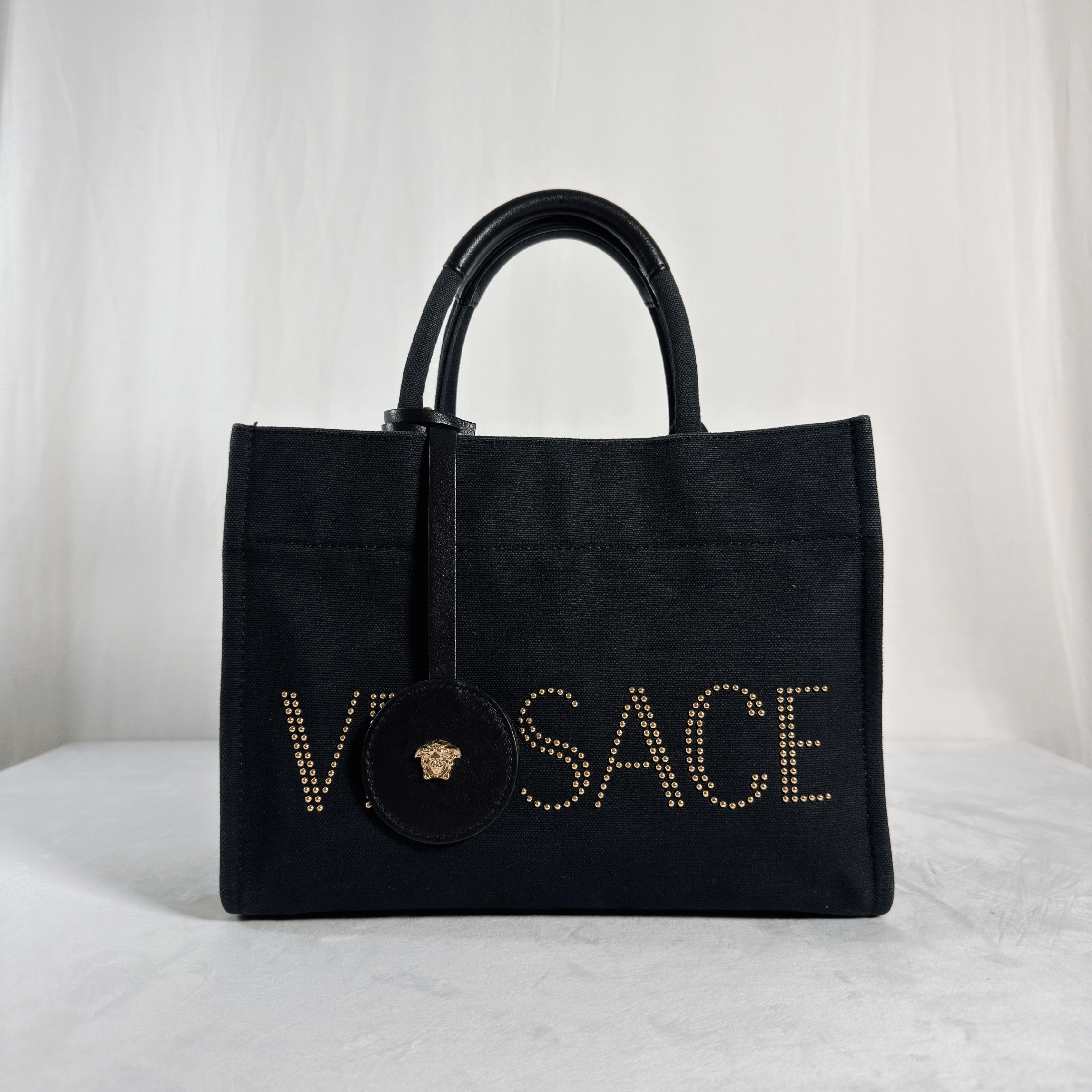 VERSACE - LA MEDUSA LARGE CANVAS TOTE - NOIR ET OR