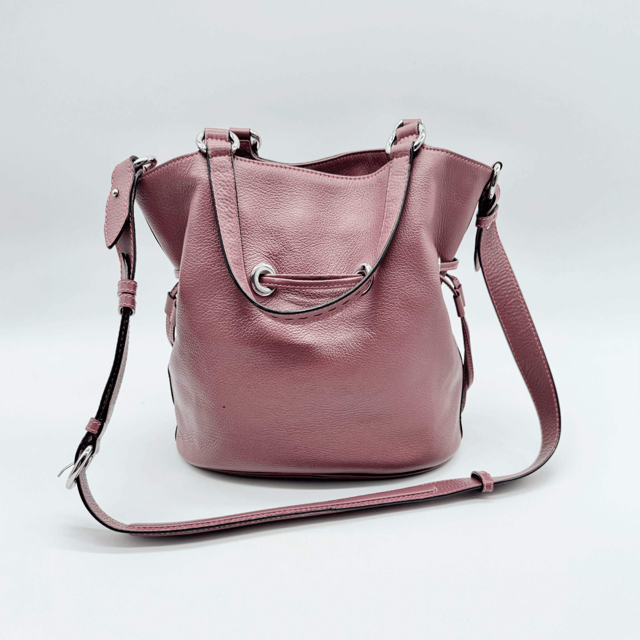 SAC SEAU LANCEL PREMIER FLIRT TAILLE M EN CUIR GRAINÉ ROSE - La Belle Boutique