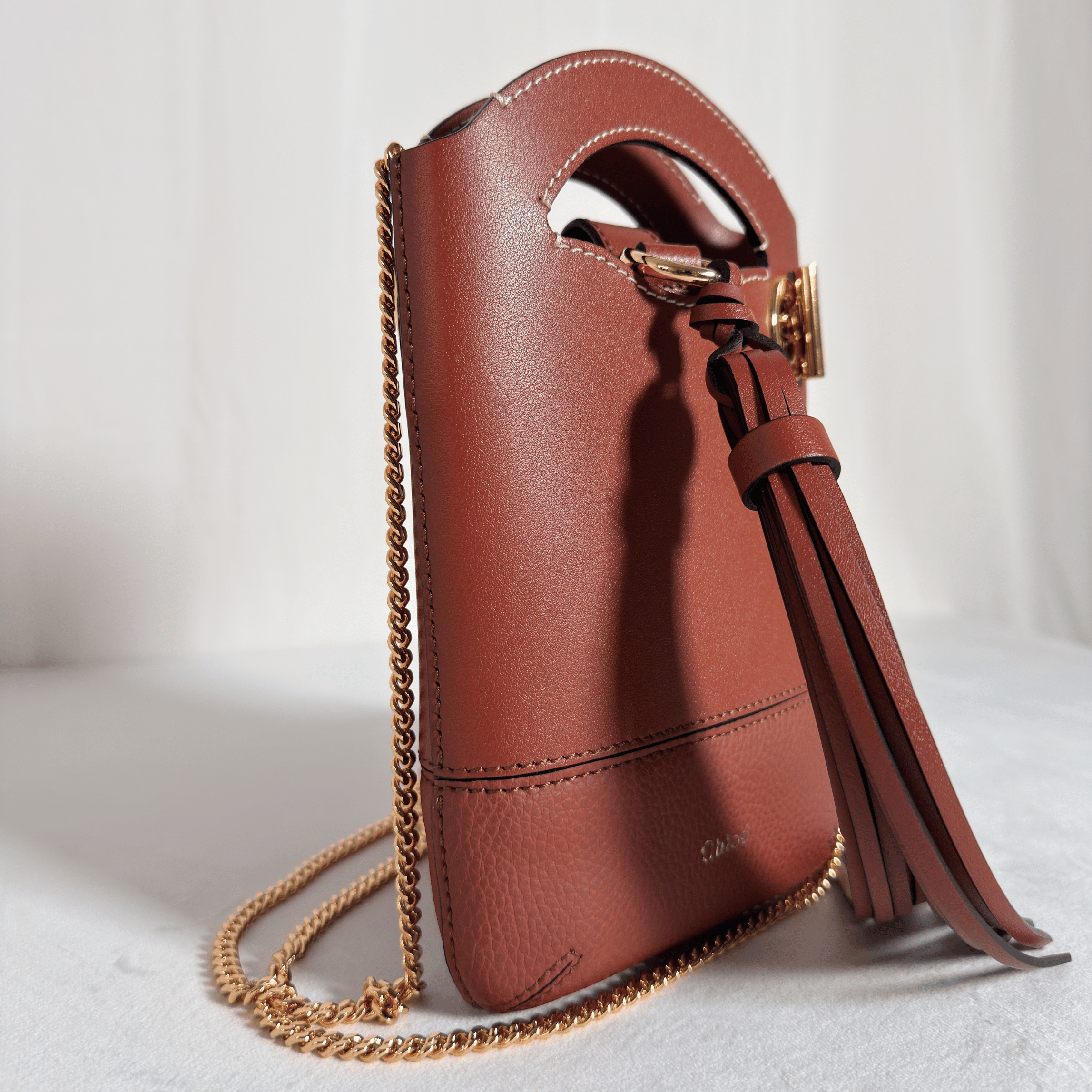 CHLOE - ICONS BUCKET BAG MINI - CUIR MARRON