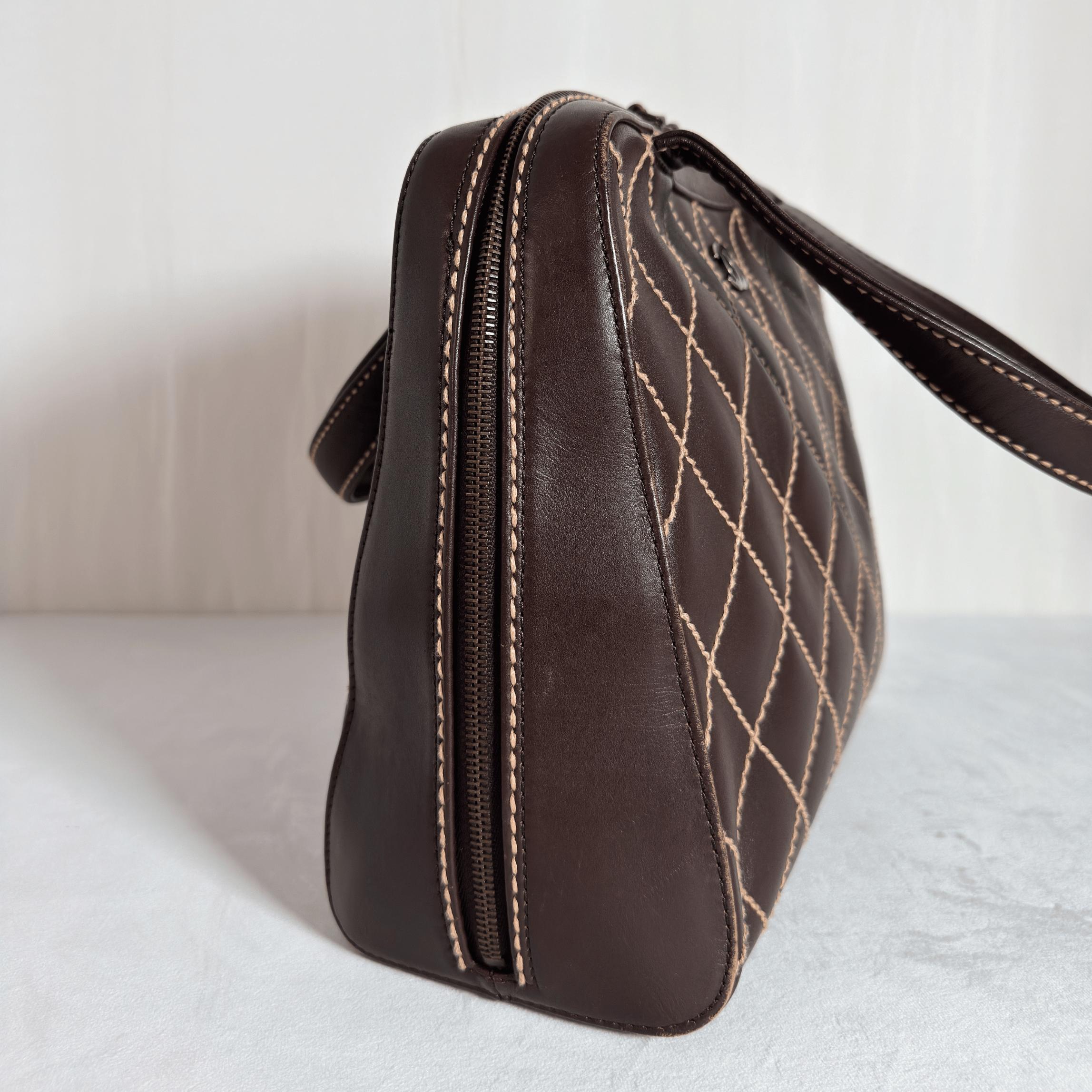 CHANEL - WILD STITCH HANDBAG - CUIR MARRON VINTAGE
