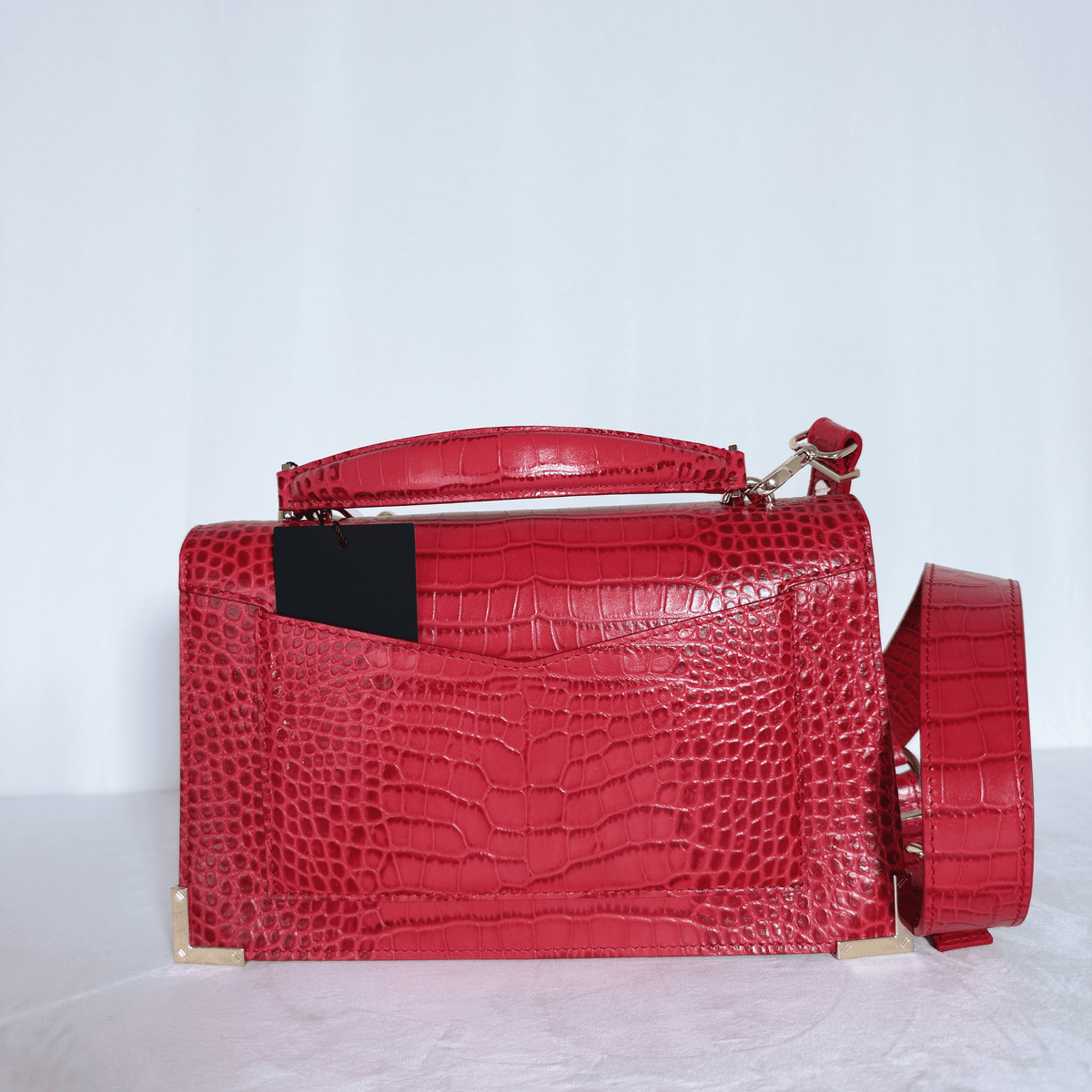 THE KOOPLES - SAC EMILY MEDIUM - CUIR EFFET CROCODILE ROUGE