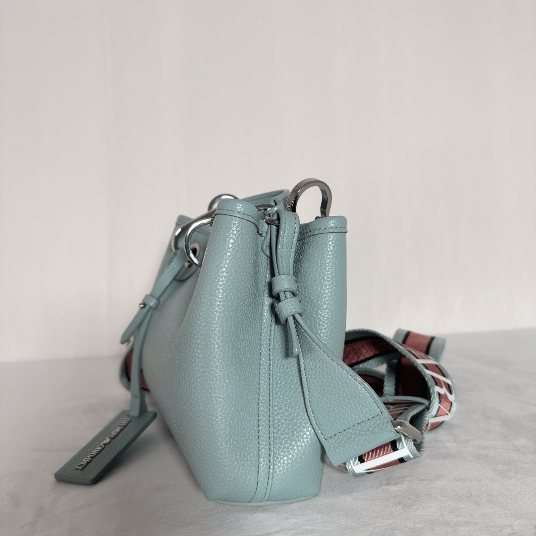EMPORIO ARMANI - MY EA MINI - CUIR GRAINE BLEU CELADON
