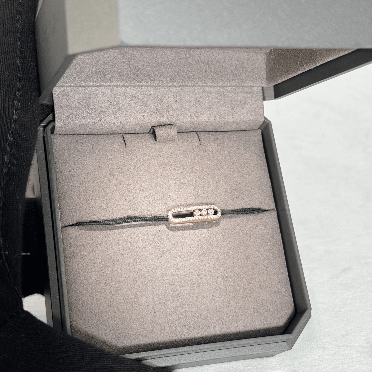 BRACELET MESSIKA CARE(S) PAVÉ OR ROSE CORDON NOIR