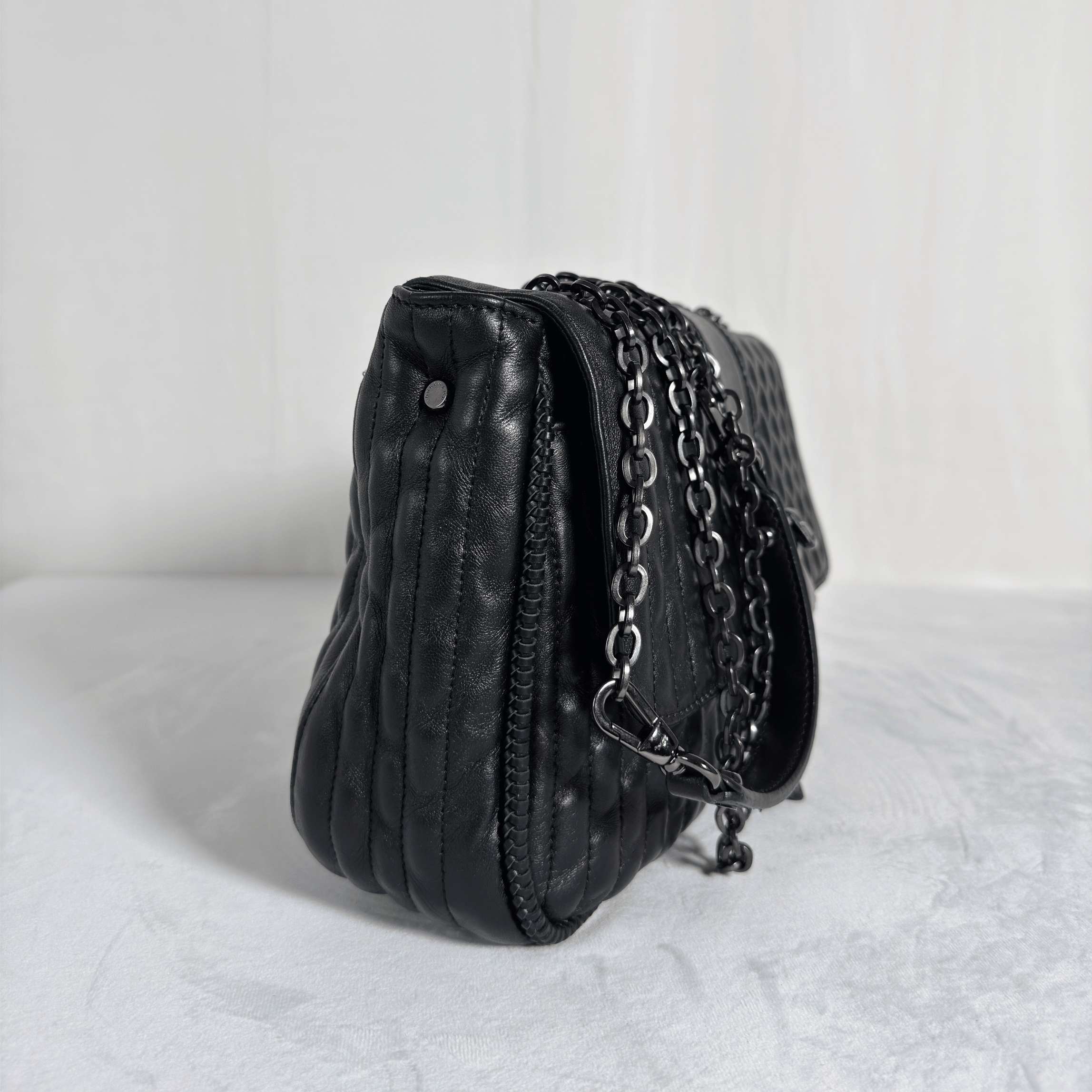 SAC BANDOULIERE LONGCHAMP AMAZONE M - CUIR MATELASSE NOIR