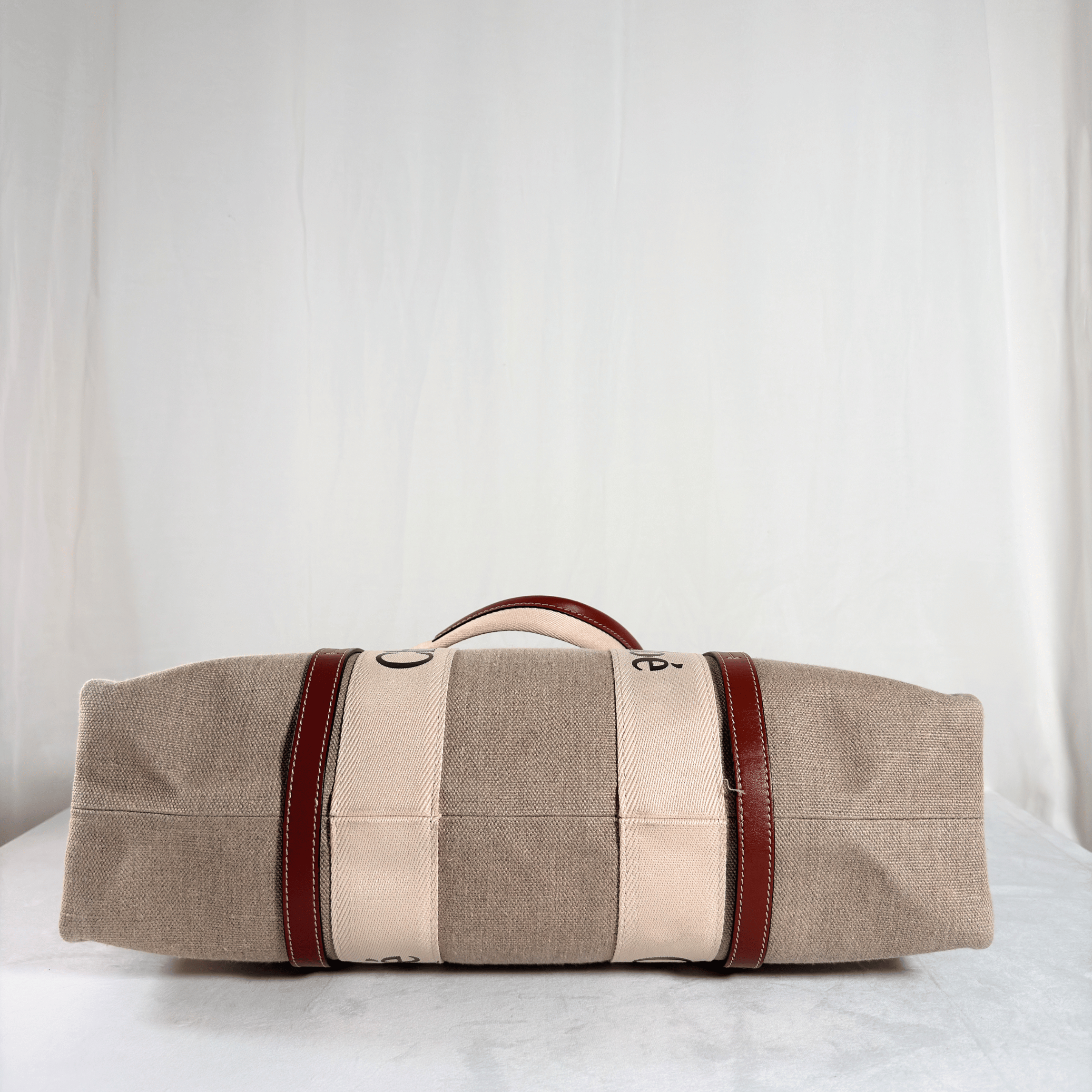 SAC CABAS CHLOE WOODY LARGE - TOILE DE LIN & CUIR