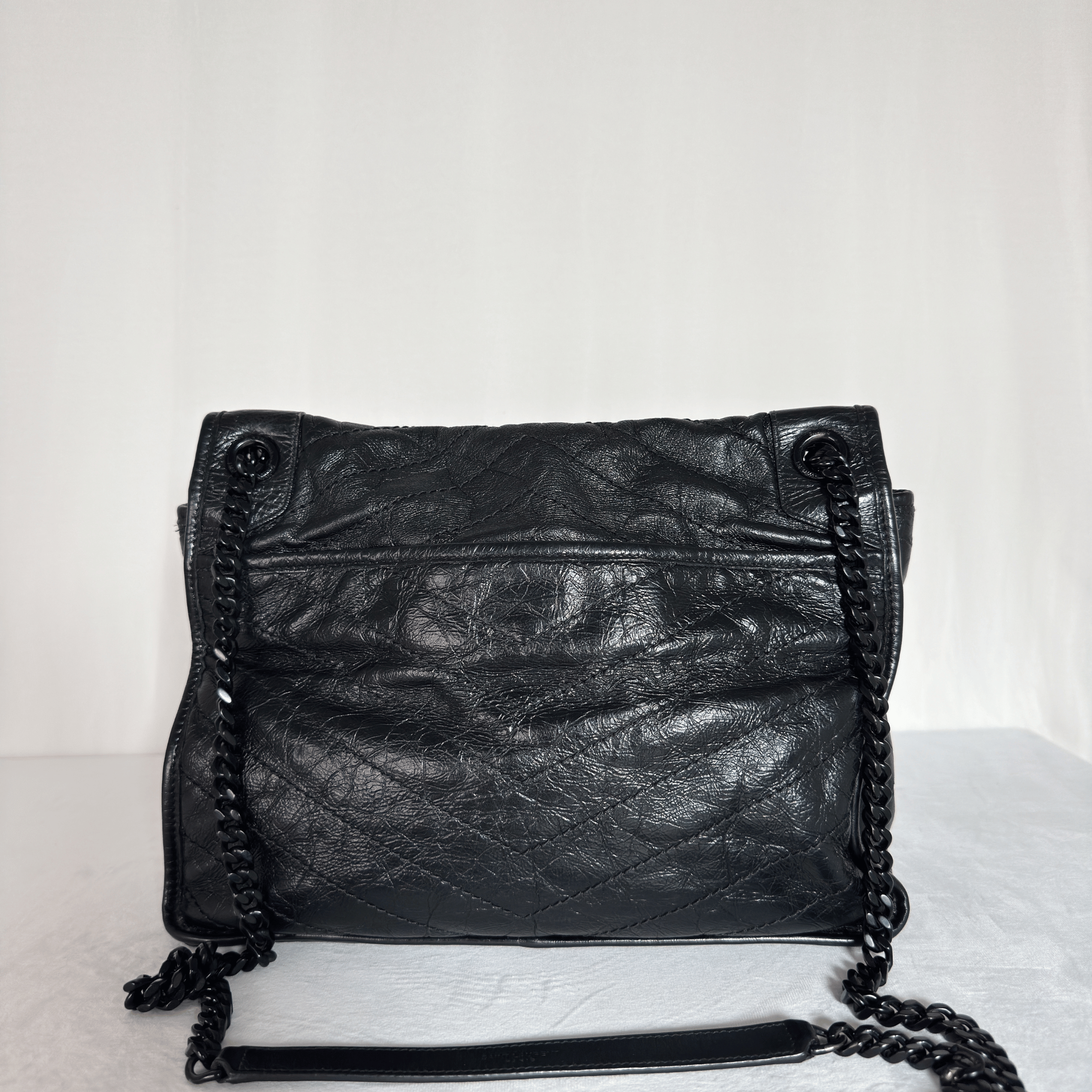 SAINT LAURENT - NIKI MEDIUM - CUIR VIEILLI NOIR - BIJOUTERIE ALL BLACK