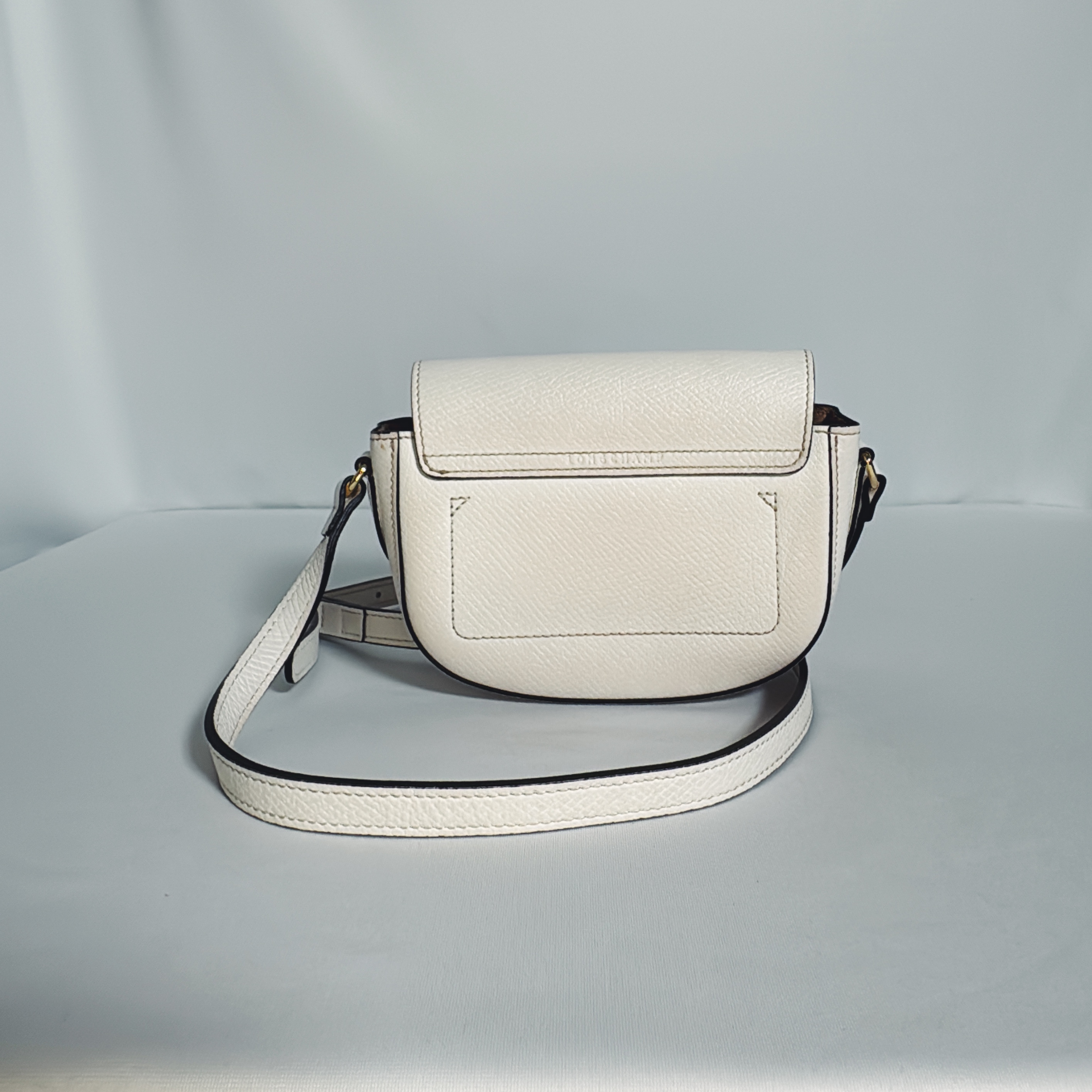 Sac bandoulière Longchamp en cuir grainé ivoire