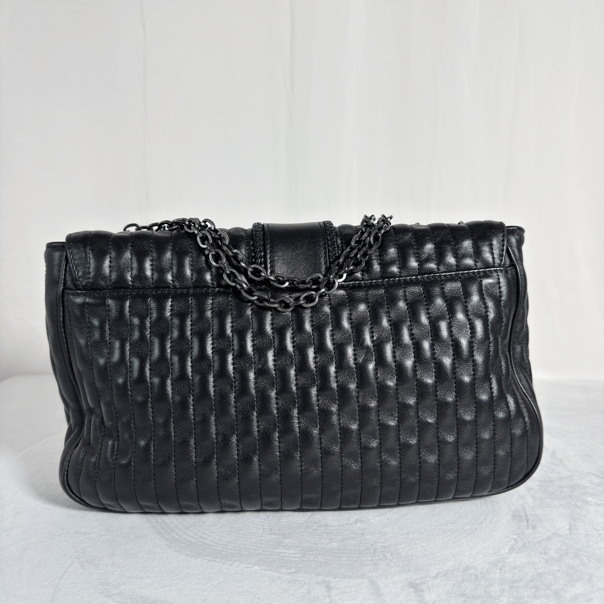 SAC BANDOULIERE LONGCHAMP AMAZONE M - CUIR MATELASSE NOIR