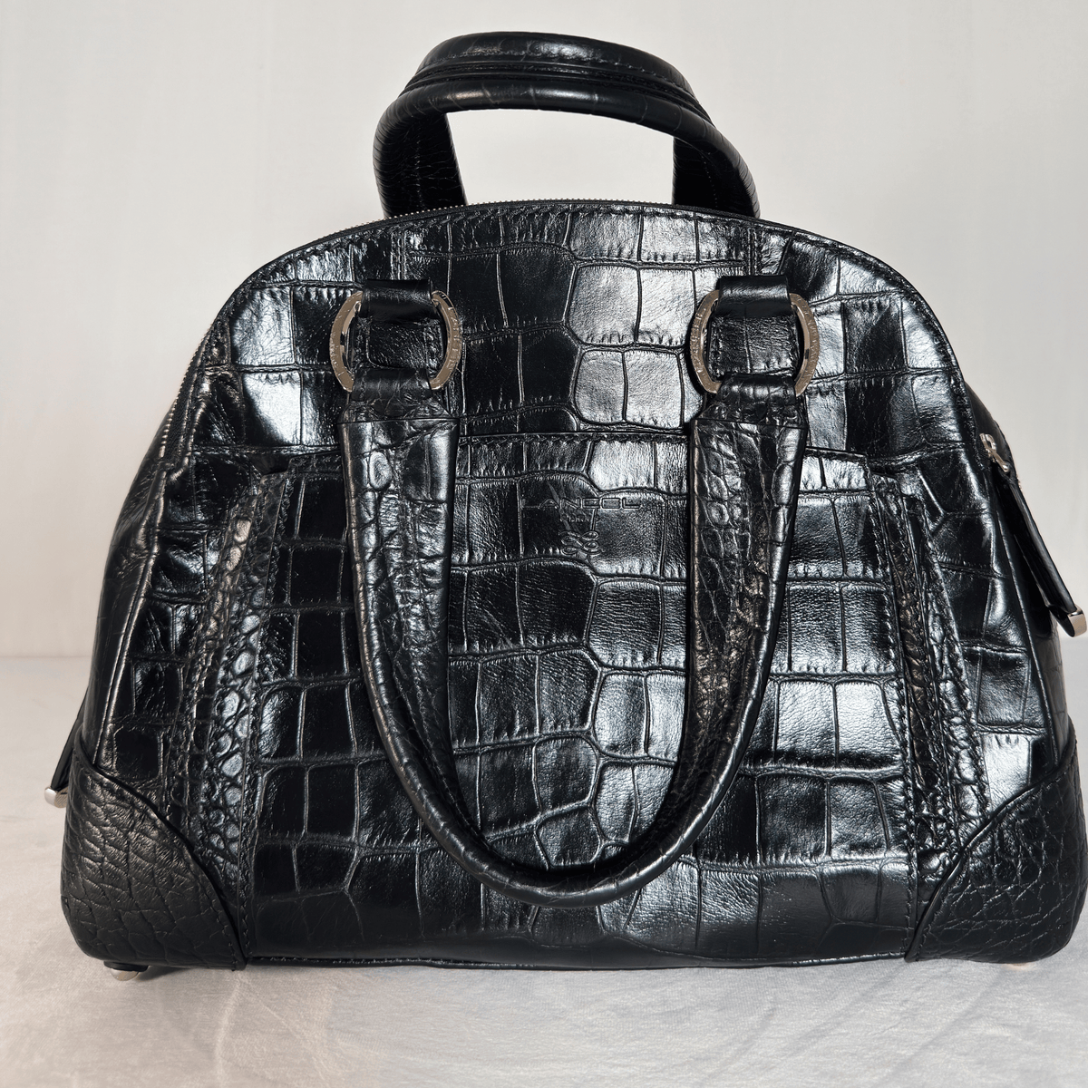 LANCEL - ADJANI - CUIR EMBOSSE EFFET CROCODILE NOIR