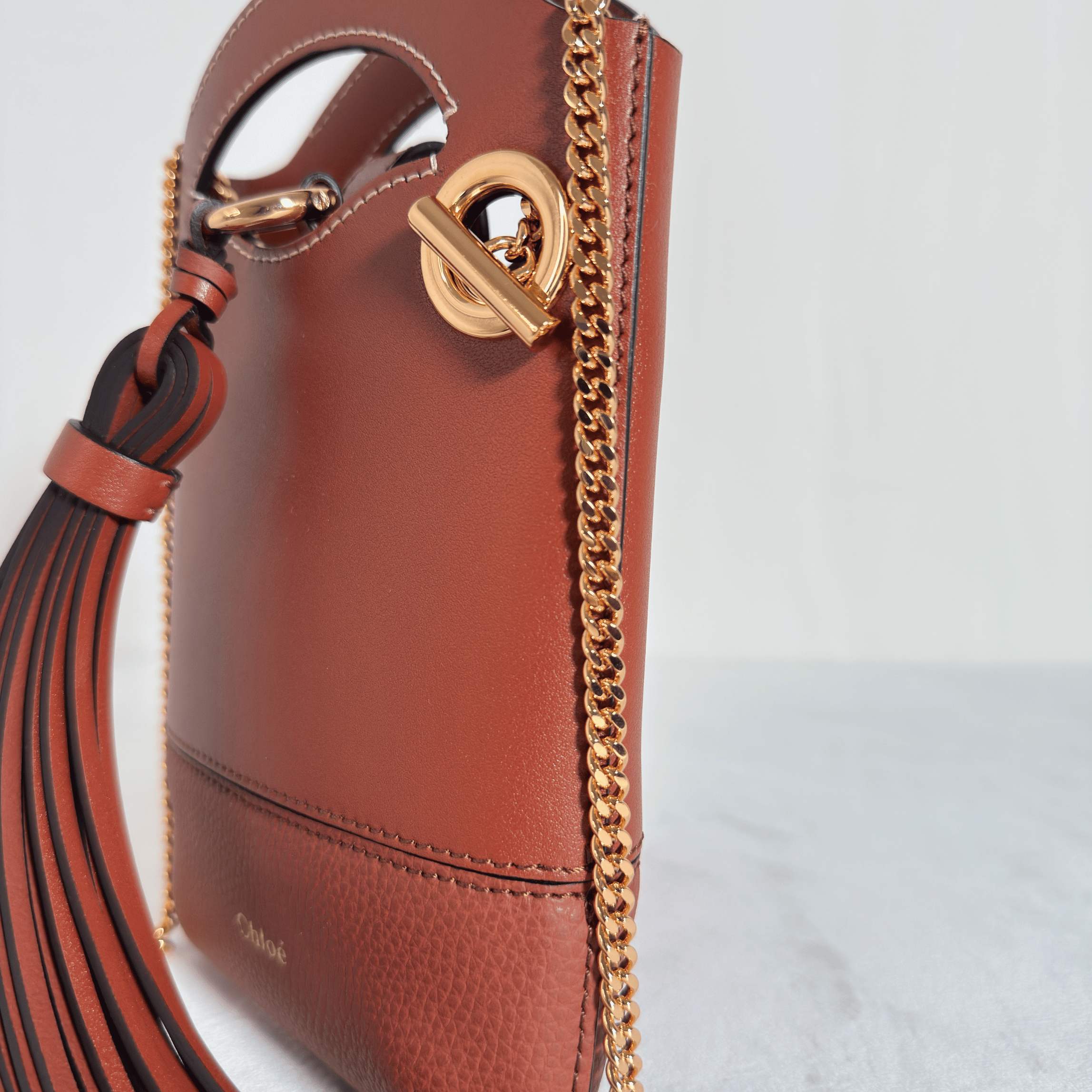 CHLOE - ICONS BUCKET BAG MINI - CUIR MARRON