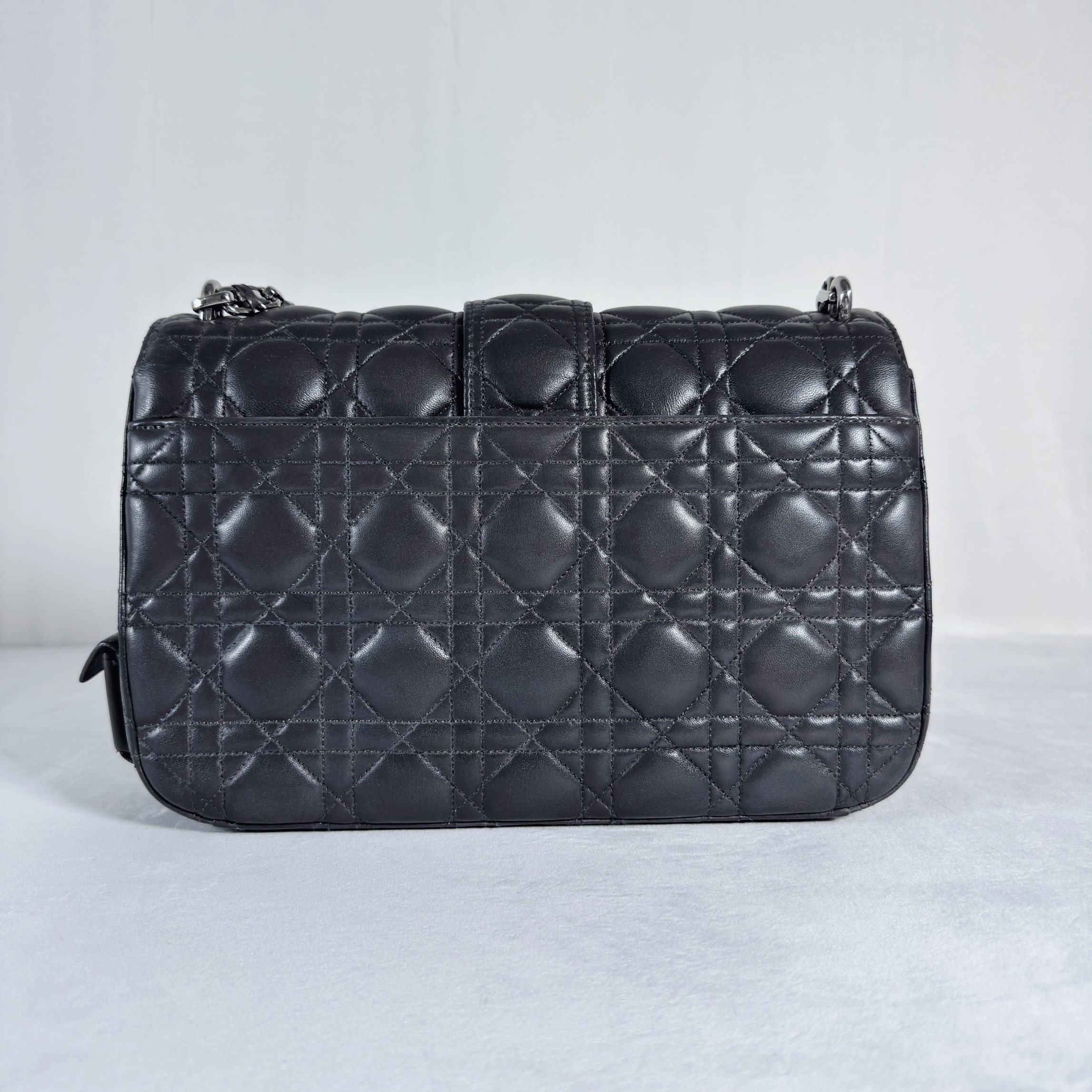 SAC PORTE EPAULE DIOR MISS PROMENADE - CUIR D'AGNEAU CANNAGE GRIS