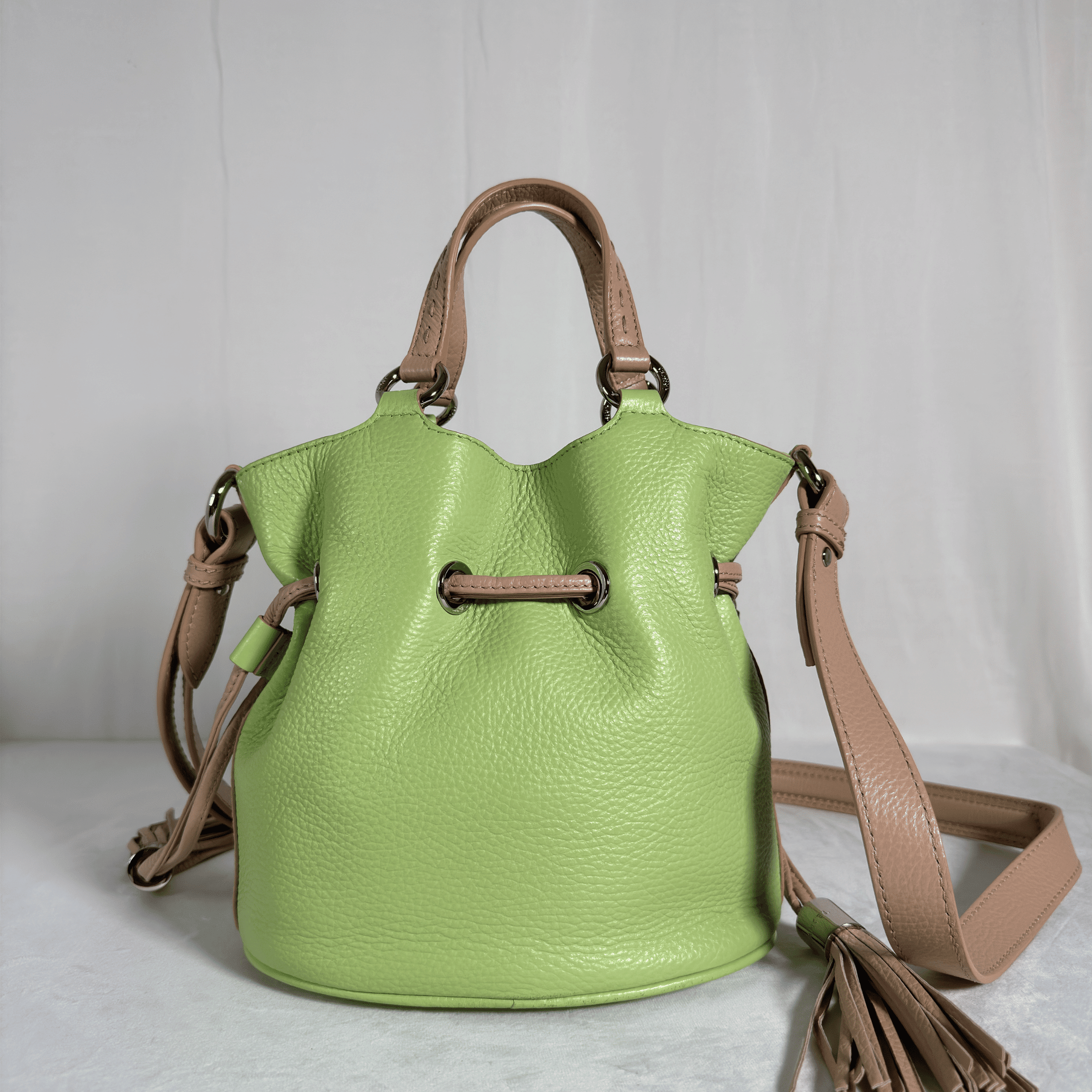 SAC SEAU LANCEL PREMIER FLIRT S - EDITION LIMITEE PYTHON BICOLORE VERT/NUDE - La Belle Boutique