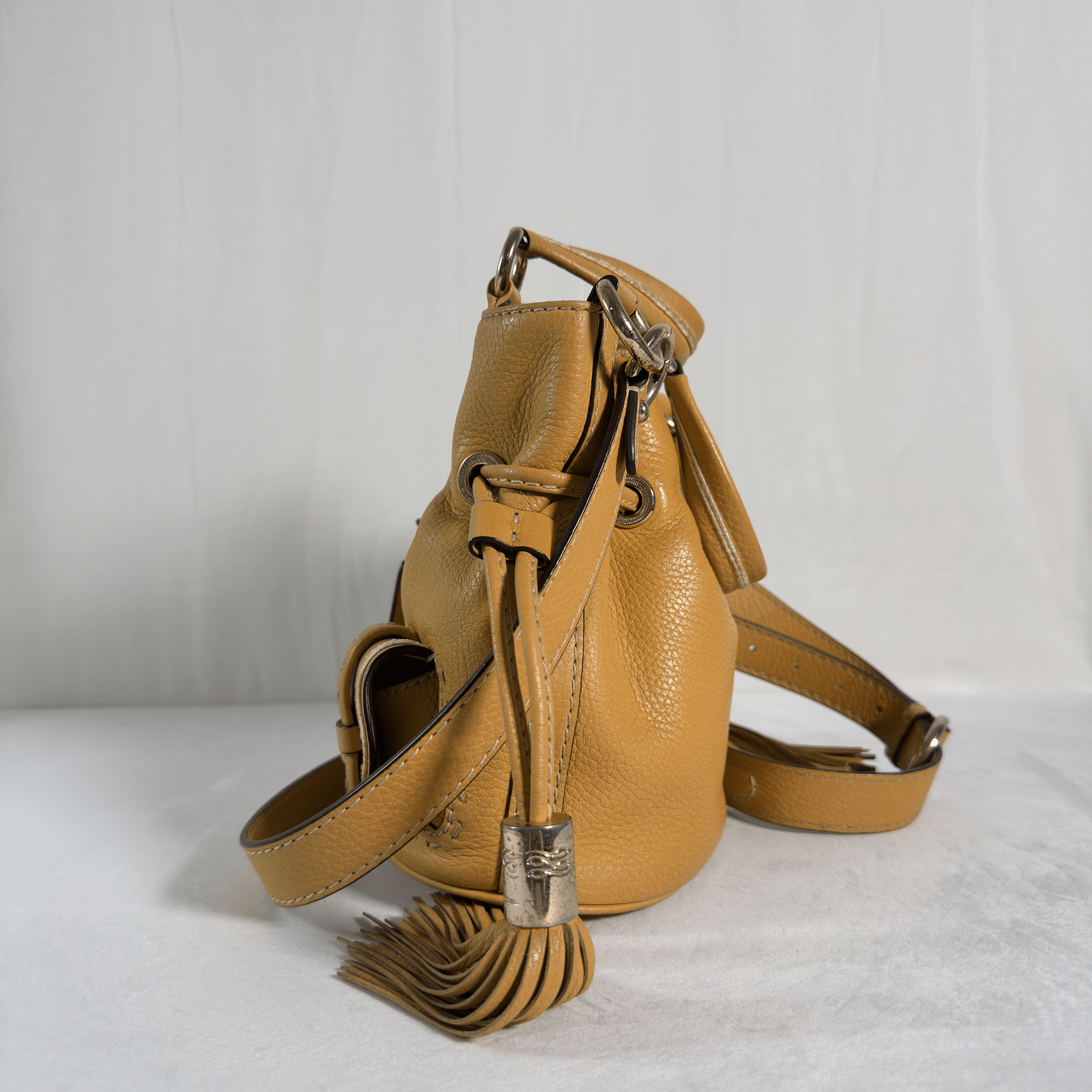 SAC SEAU LANCEL PREMIER FLIRT S - CUIR GRAINE MOUTARDE - La Belle Boutique