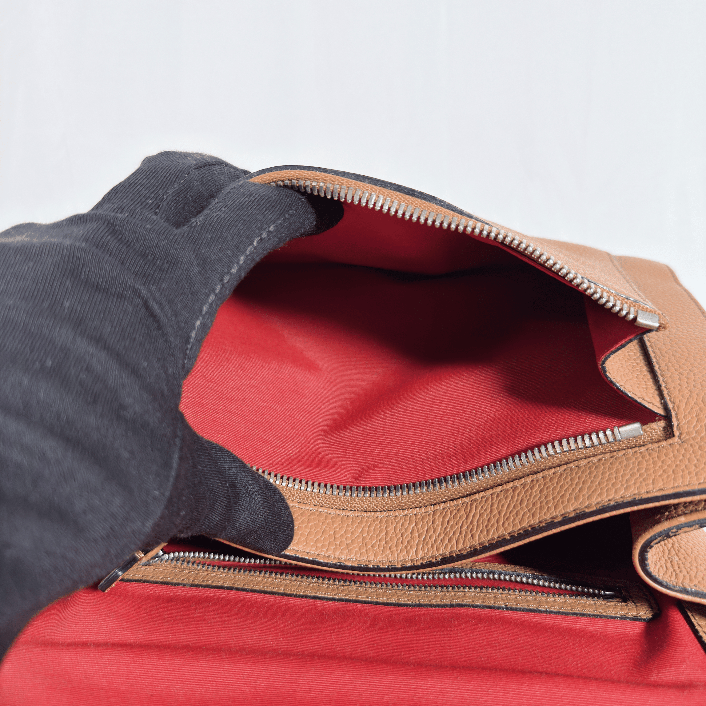SAC LANCEL NINON - TAILLE M - CUIR GRAINE CAMEL - La Belle Boutique