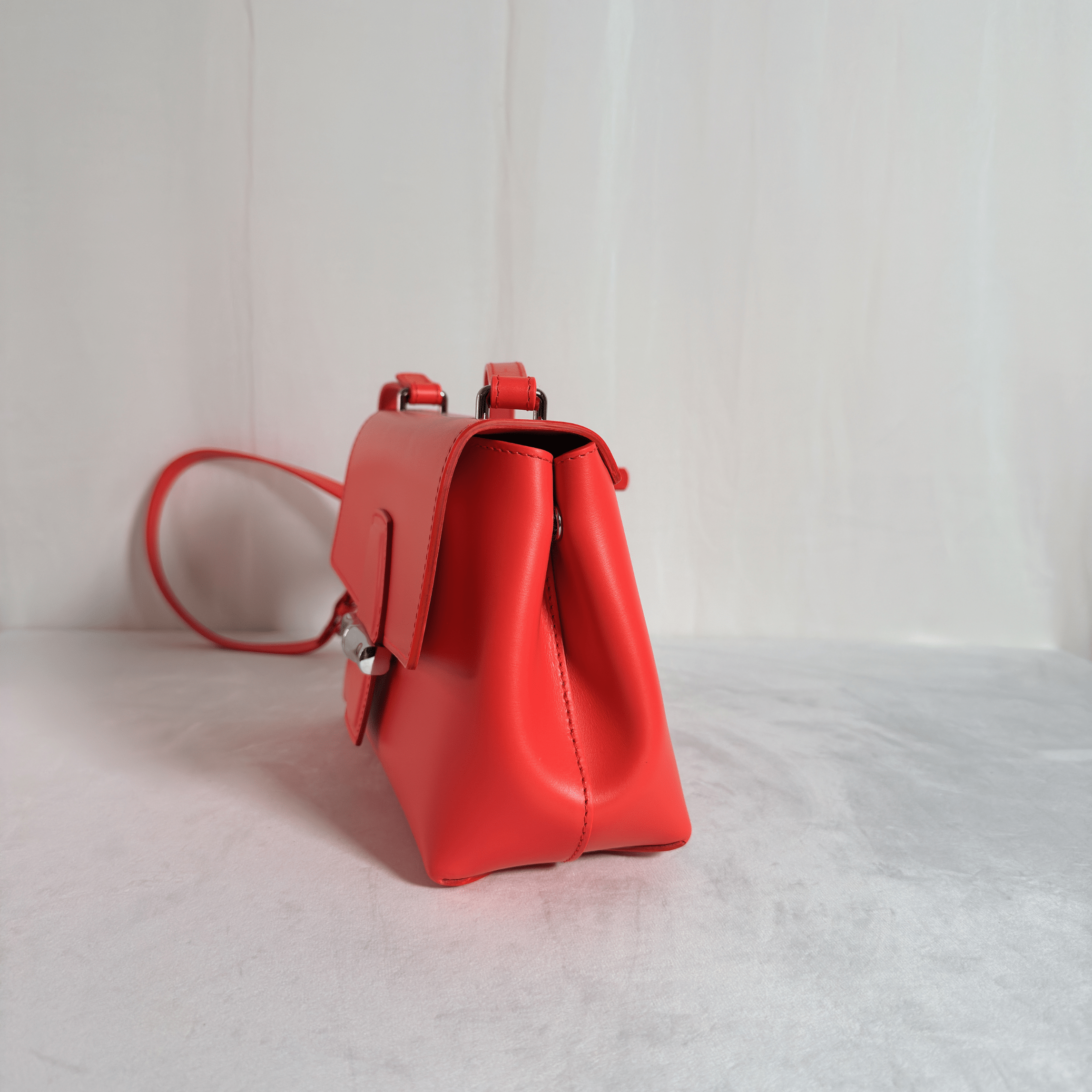 SAC LONGCHAMP LE ROSEAU BOX - CUIR LISSE COQUELICOT - La Belle Boutique