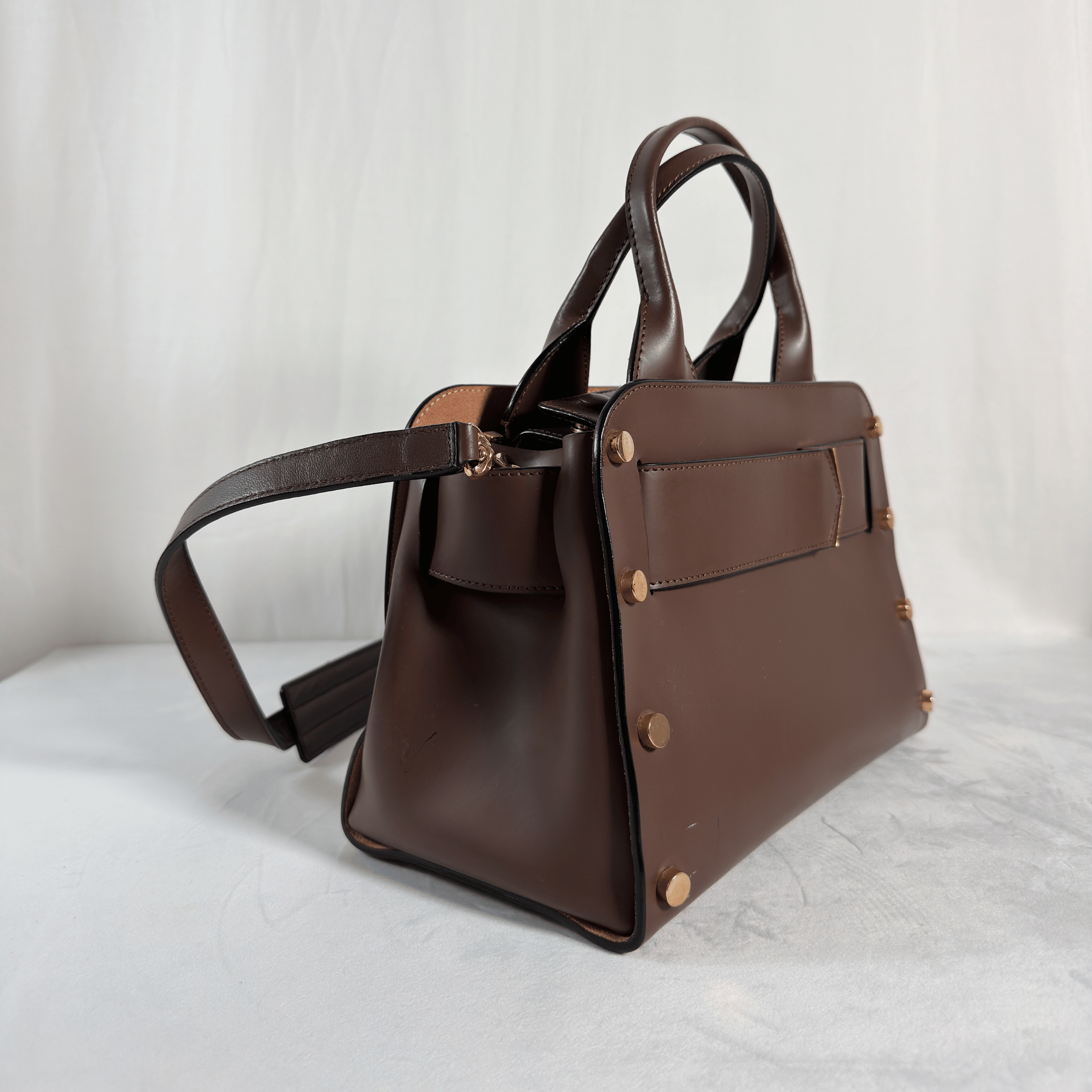 SAC BANDOULIERE JIMMY CHOO - CUIR LISSE MARRON