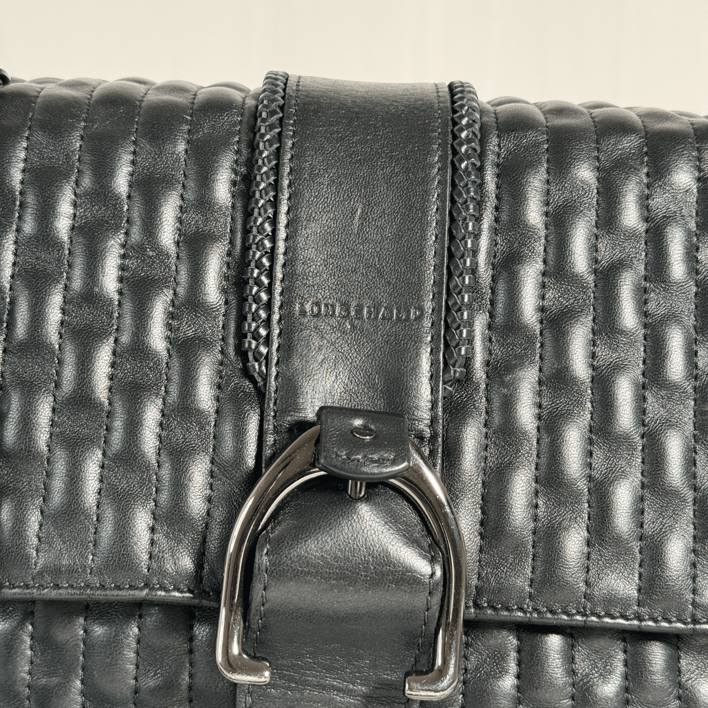 SAC BANDOULIERE LONGCHAMP AMAZONE M - CUIR MATELASSE NOIR - La Belle Boutique