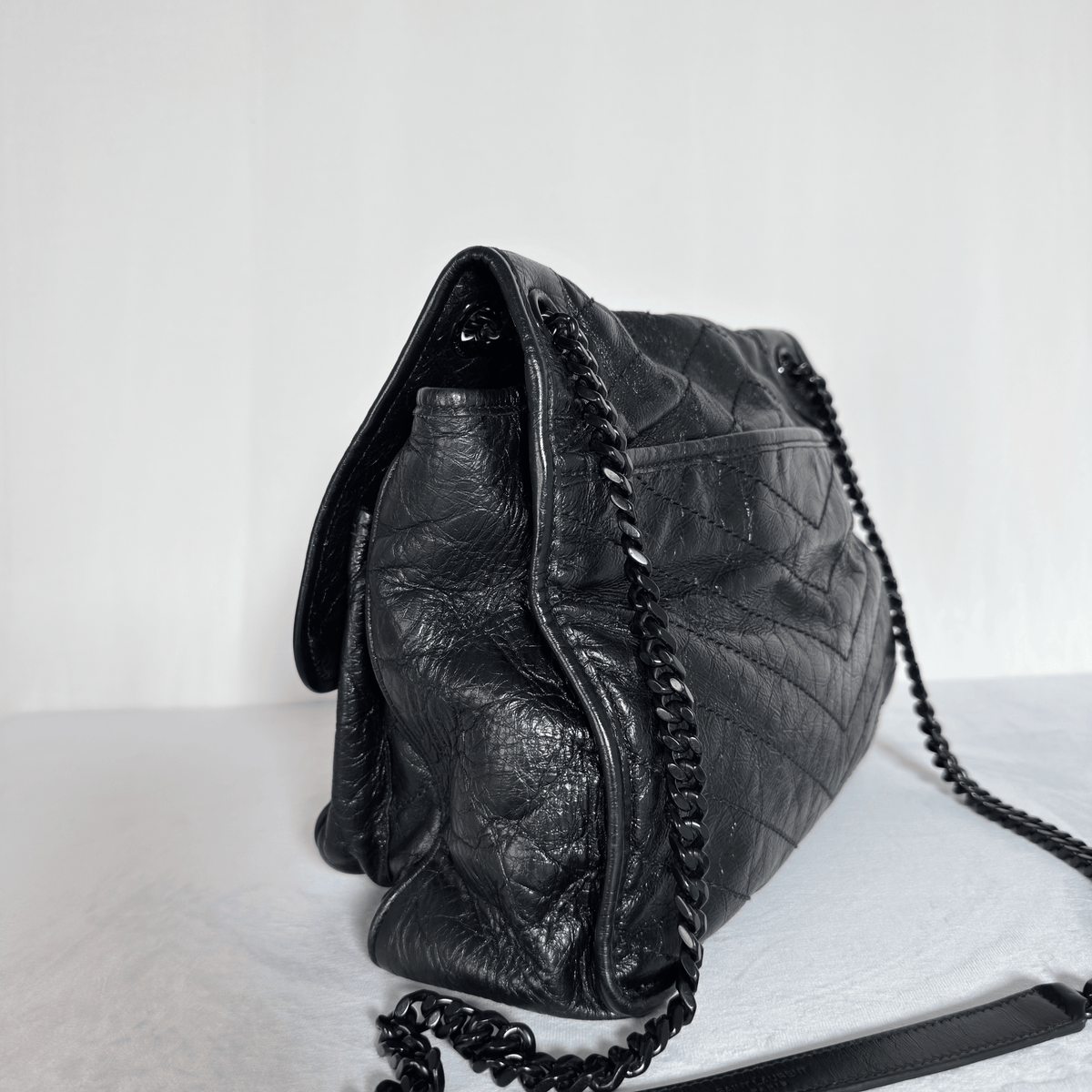 SAINT LAURENT - NIKI MEDIUM - CUIR VIEILLI NOIR - BIJOUTERIE ALL BLACK