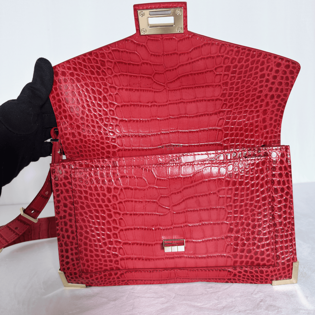 THE KOOPLES - SAC EMILY MEDIUM - CUIR EFFET CROCODILE ROUGE