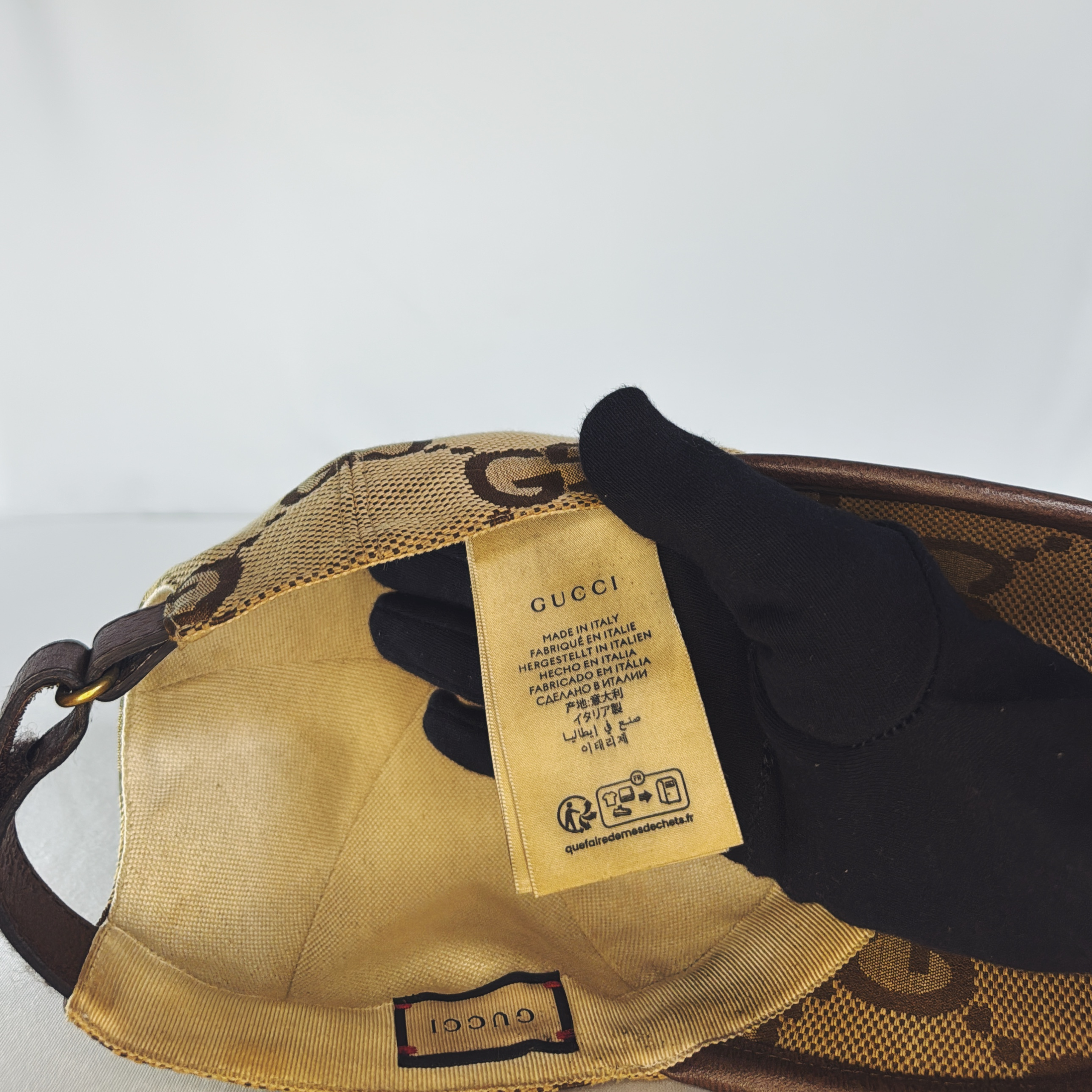 Casquette Gucci Jumbo GG en toile beige/marron