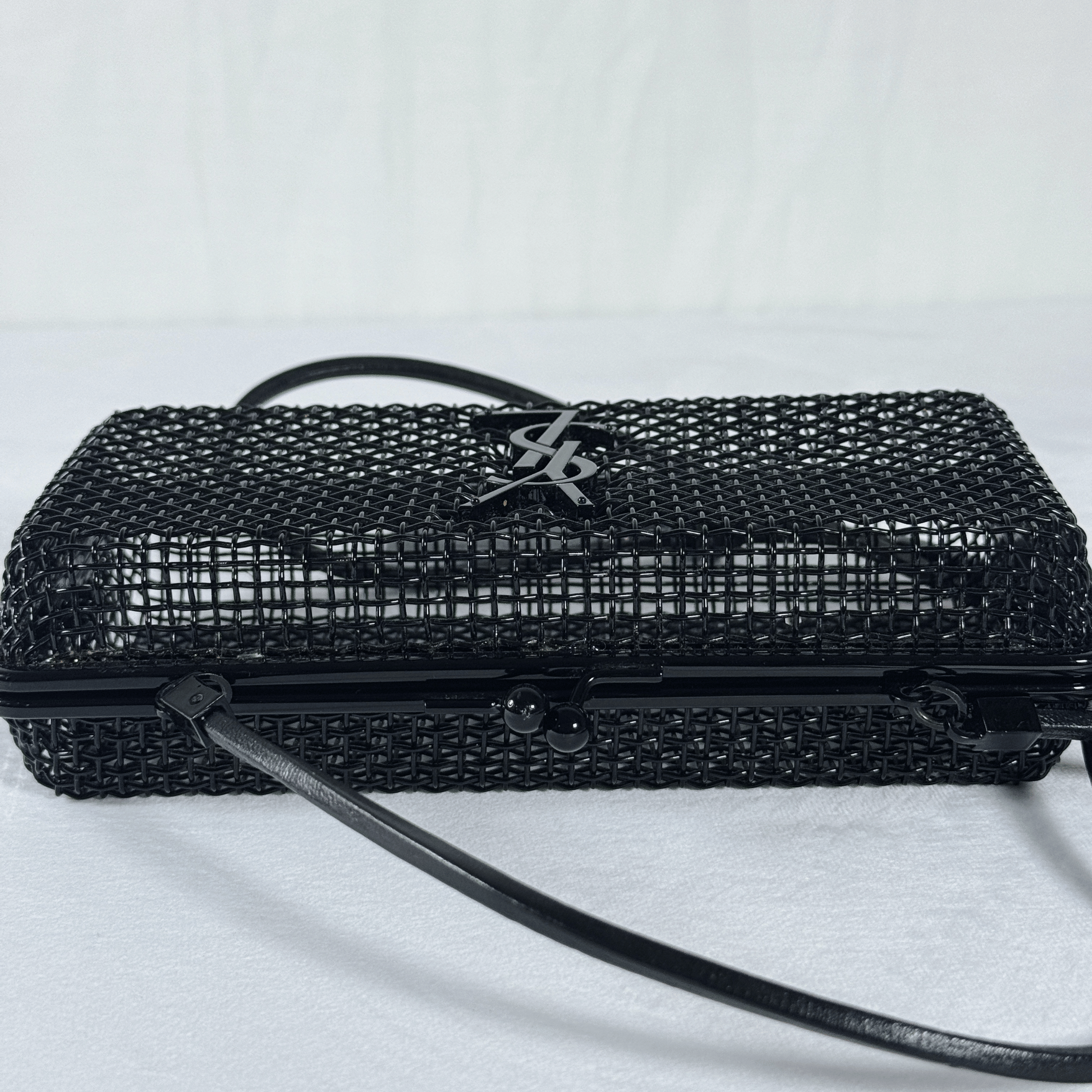 SAC BANDOULIERE SAINT LAURENT EVENING CAGE - METAL NOIR MAT