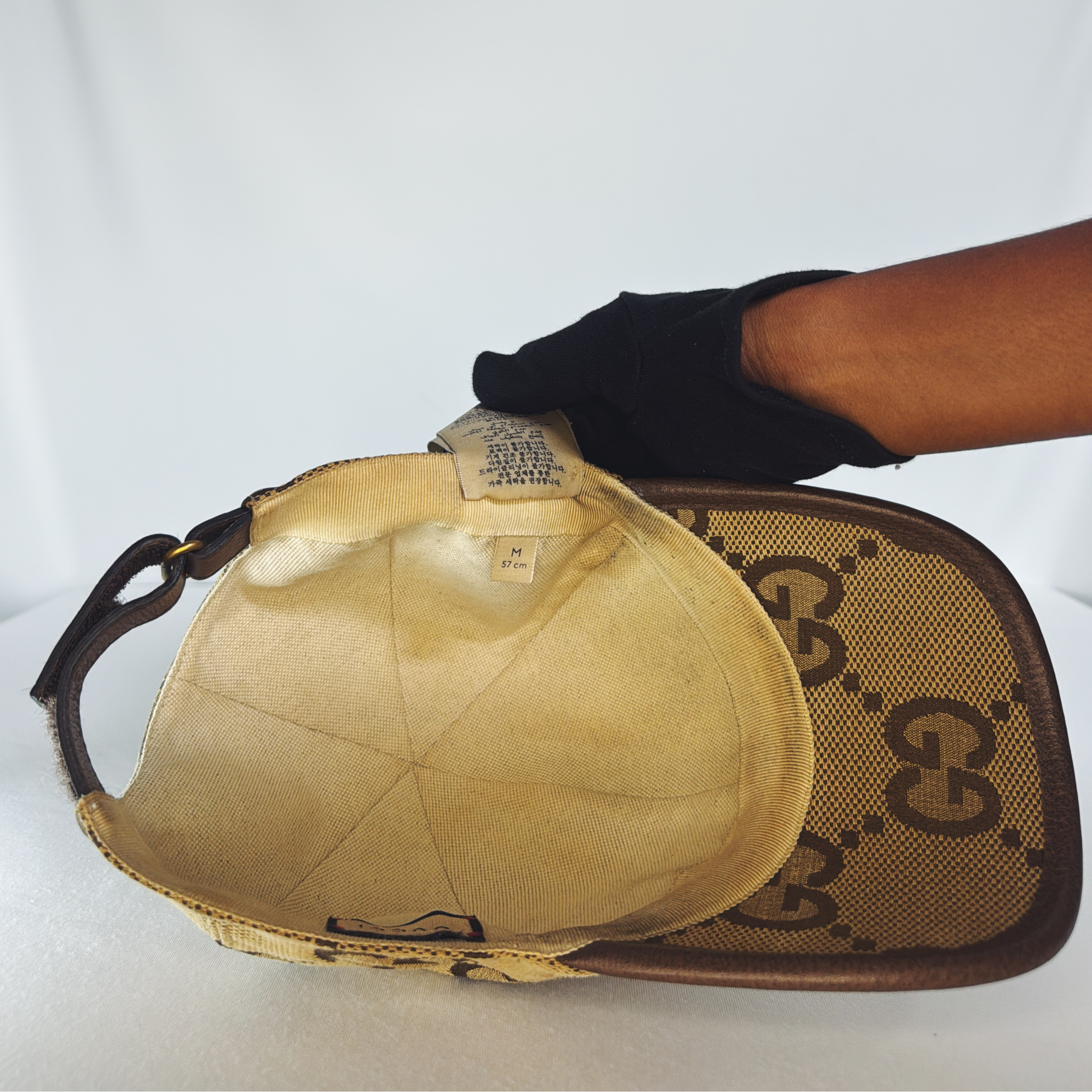 Casquette Gucci Jumbo GG en toile beige/marron