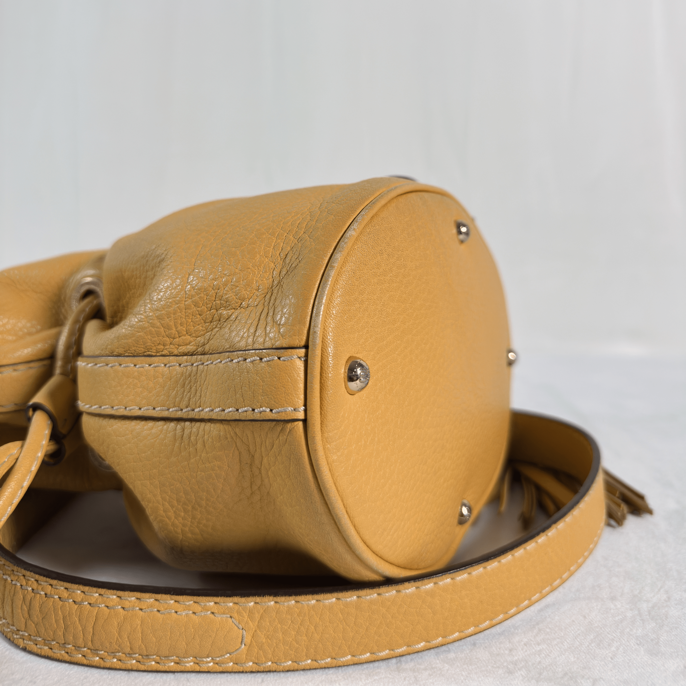 SAC SEAU LANCEL PREMIER FLIRT S - CUIR GRAINE MOUTARDE - La Belle Boutique
