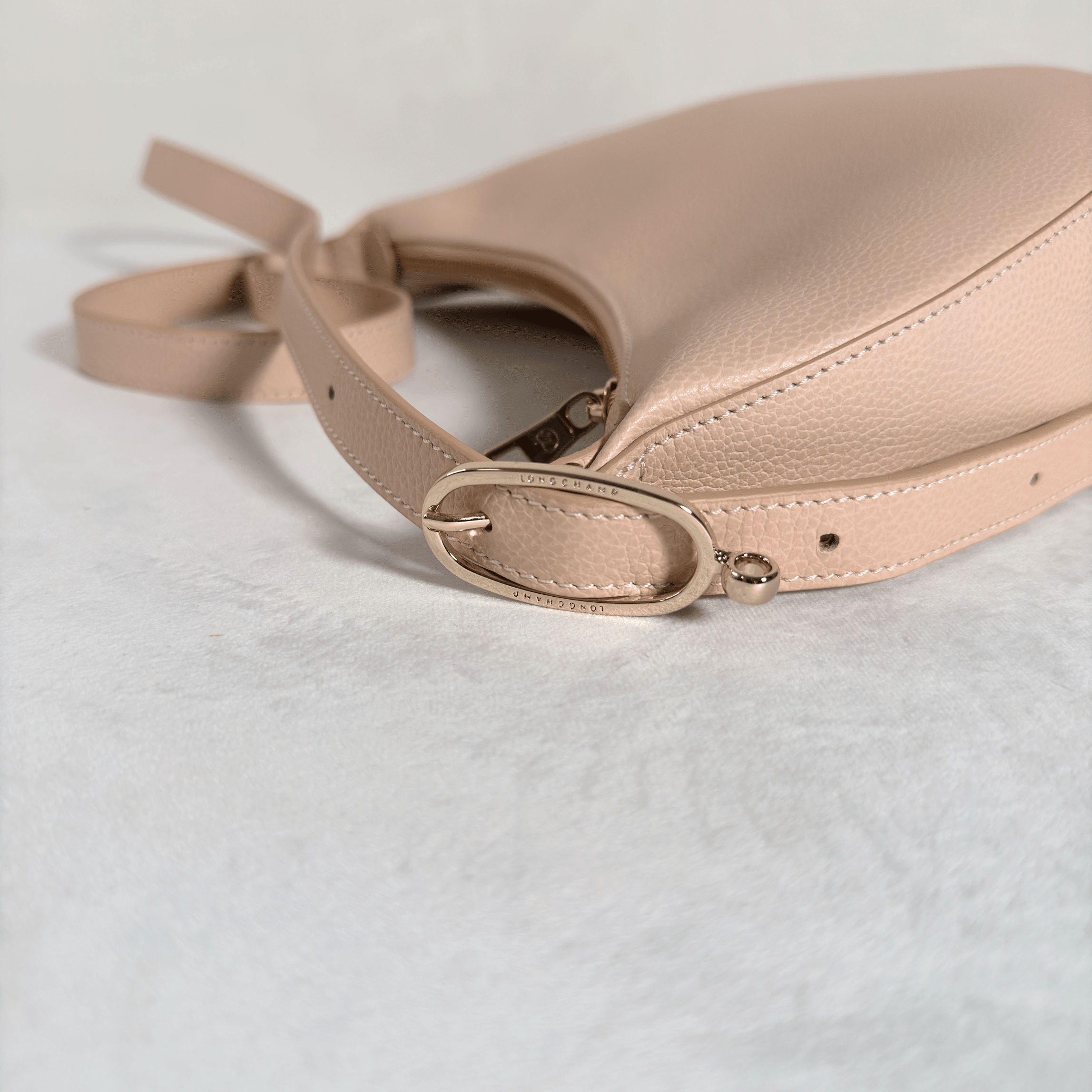 SAC BANDOULIERE LONGCHAMP LE FOULONNE - DEMI LUNE S - NUDE/GREGE - La Belle Boutique