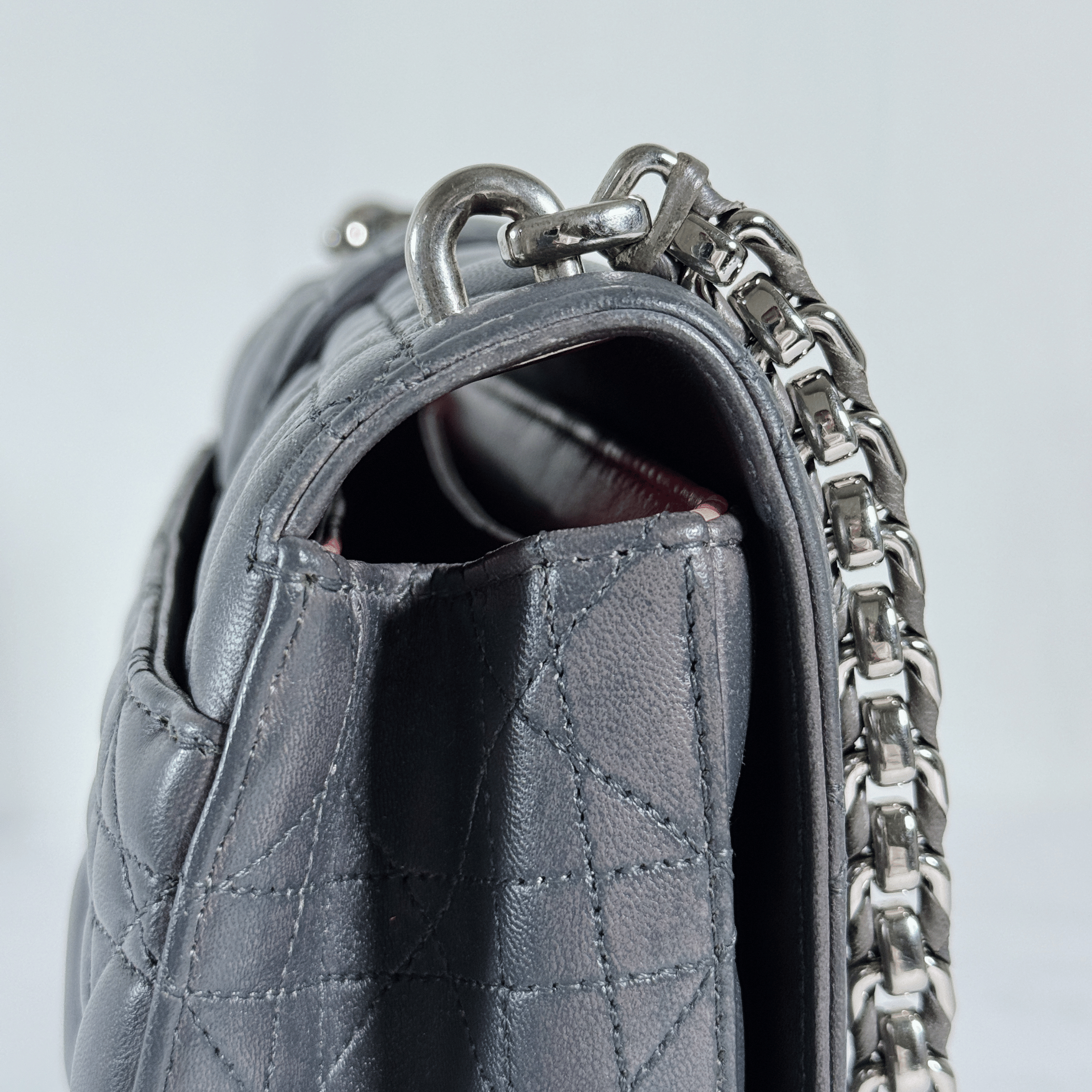 SAC PORTE EPAULE DIOR MISS PROMENADE - CUIR D'AGNEAU CANNAGE GRIS