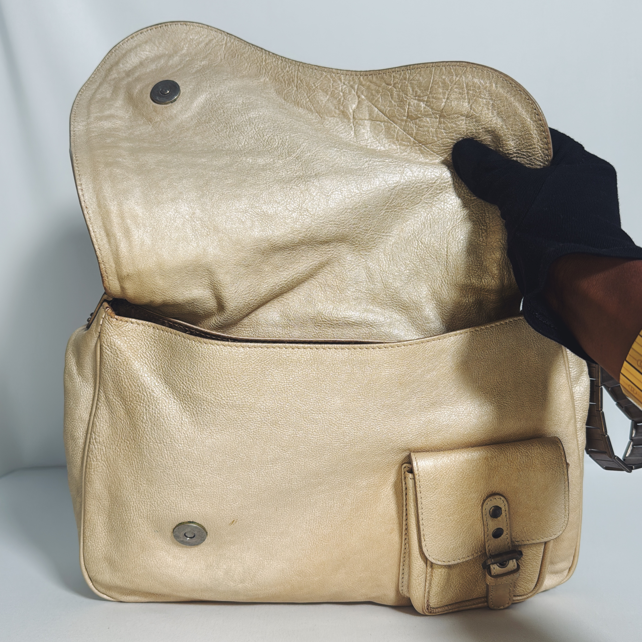 Sac à main Dior Gaucho en cuir beige vintage