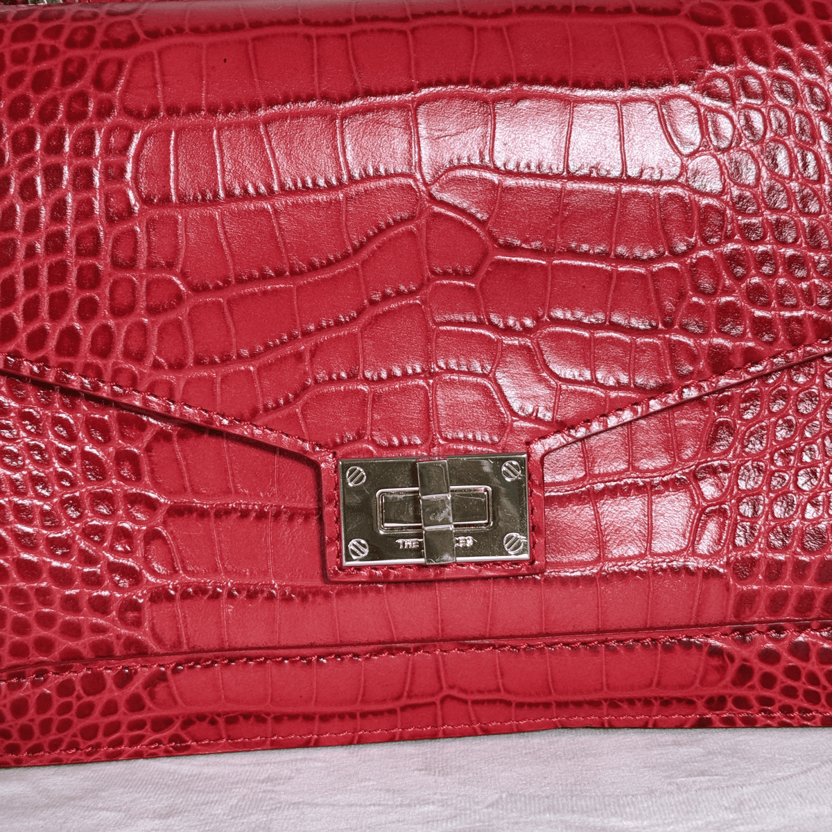 THE KOOPLES - SAC EMILY MEDIUM - CUIR EFFET CROCODILE ROUGE