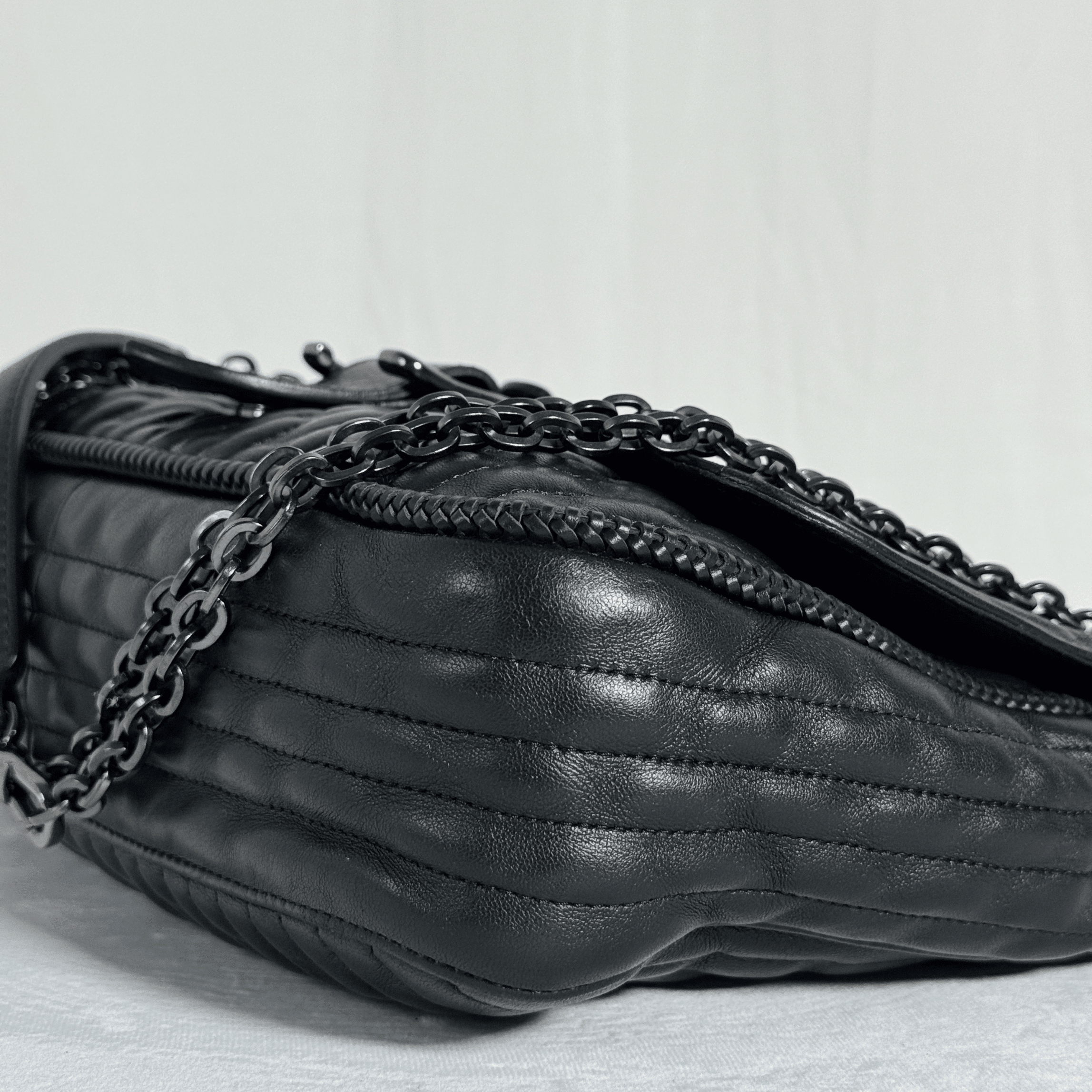 SAC BANDOULIERE LONGCHAMP AMAZONE M - CUIR MATELASSE NOIR - La Belle Boutique