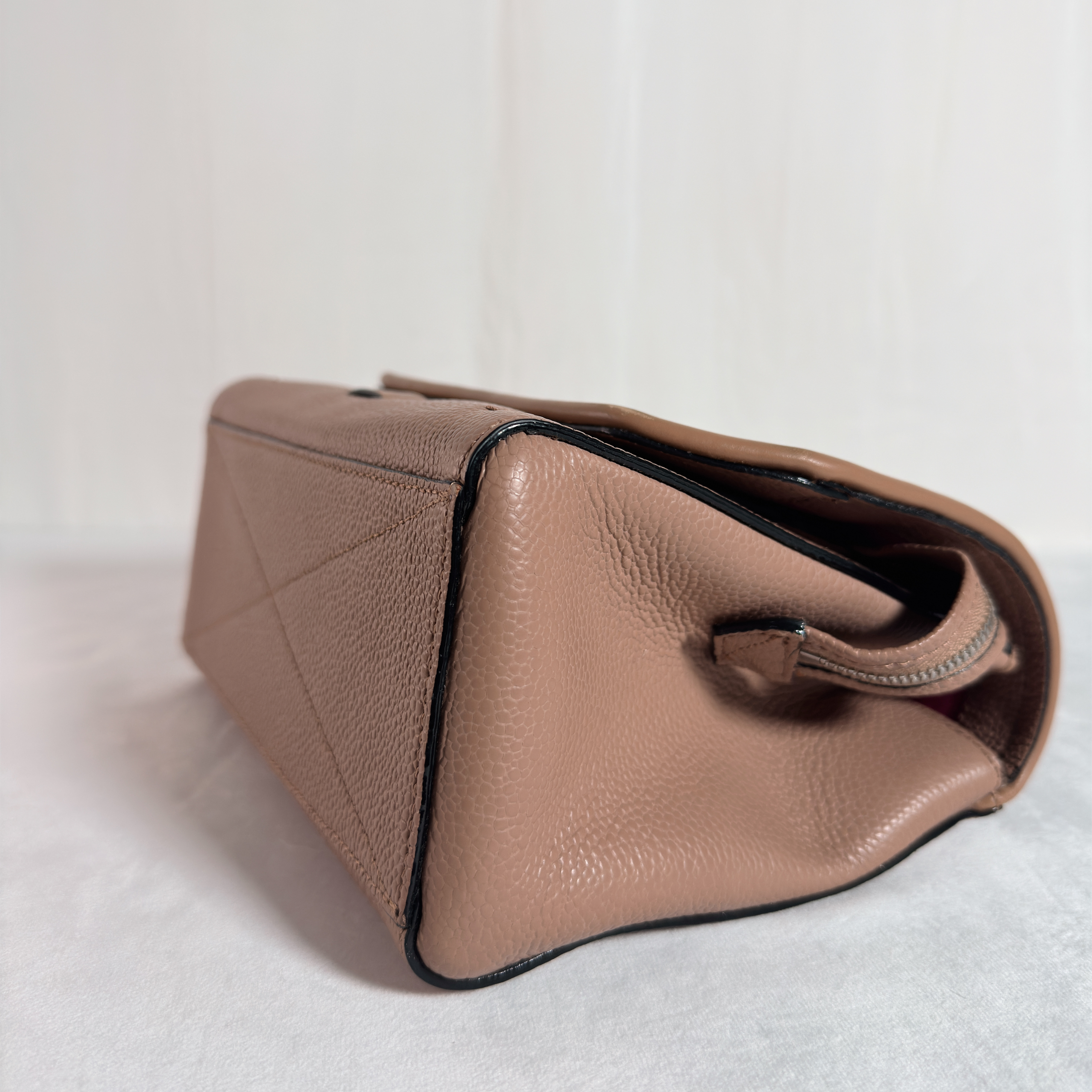 SAC BANDOULIERE LANCEL NINON S - FLAP BAG MATELASSE CAMEL