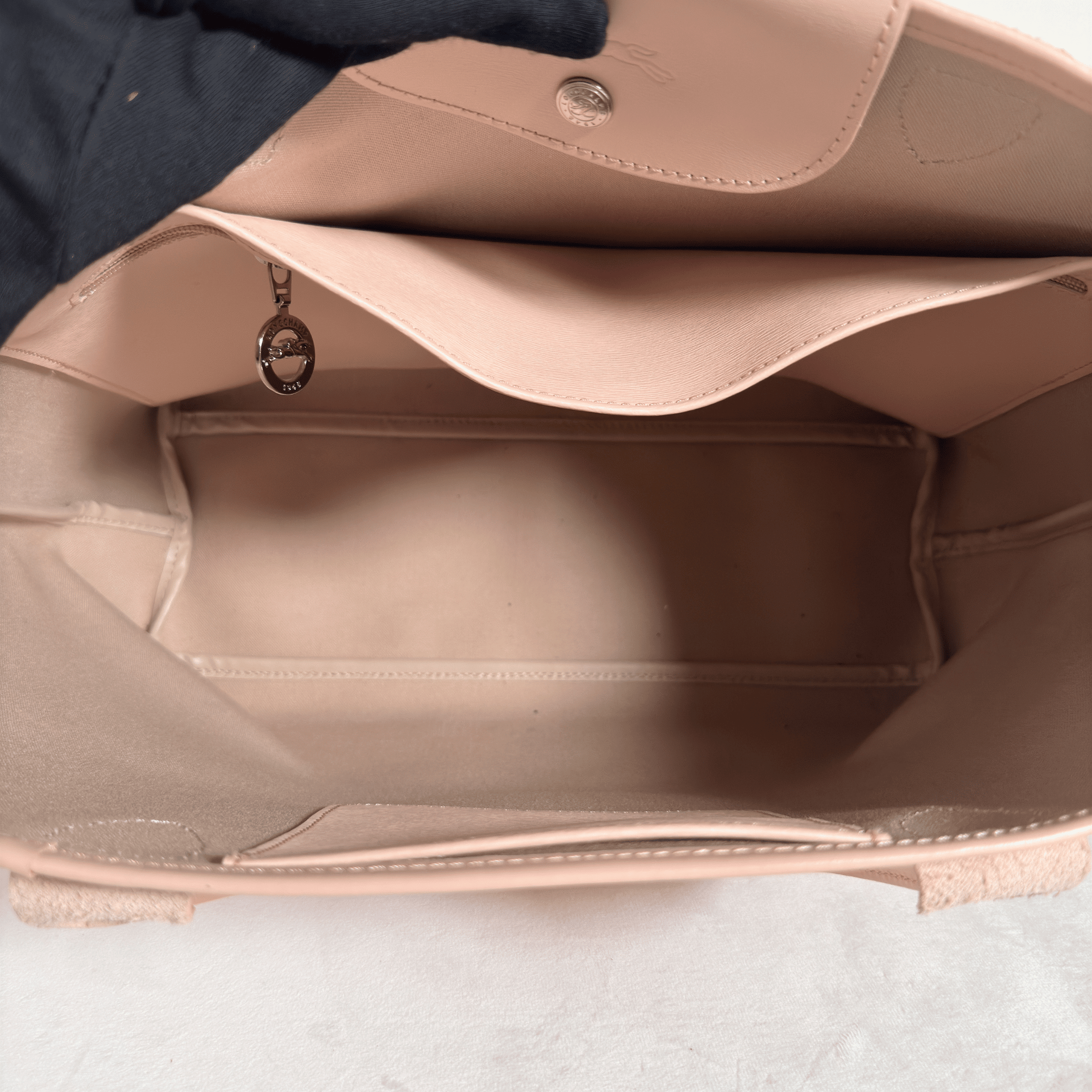 SAC CABAS LONGCHAMP LE PLIAGE CUIR - ROSE POUDRE - La Belle Boutique