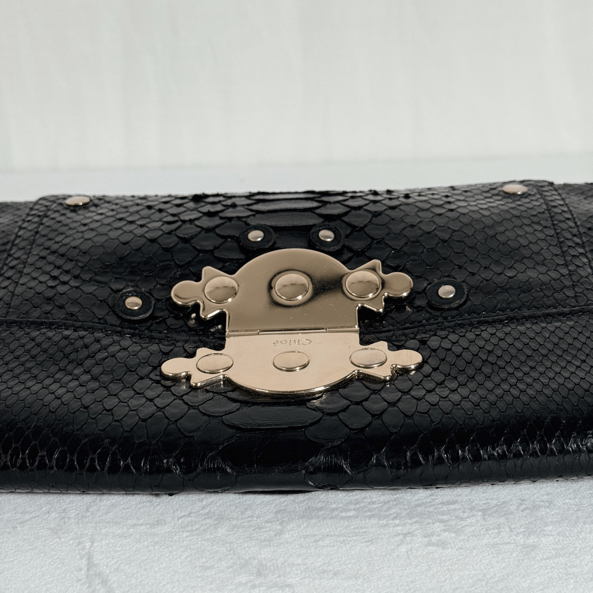 CHLOE - ELSIE POCHETTE - PYTHON EMBOSSE NOIR