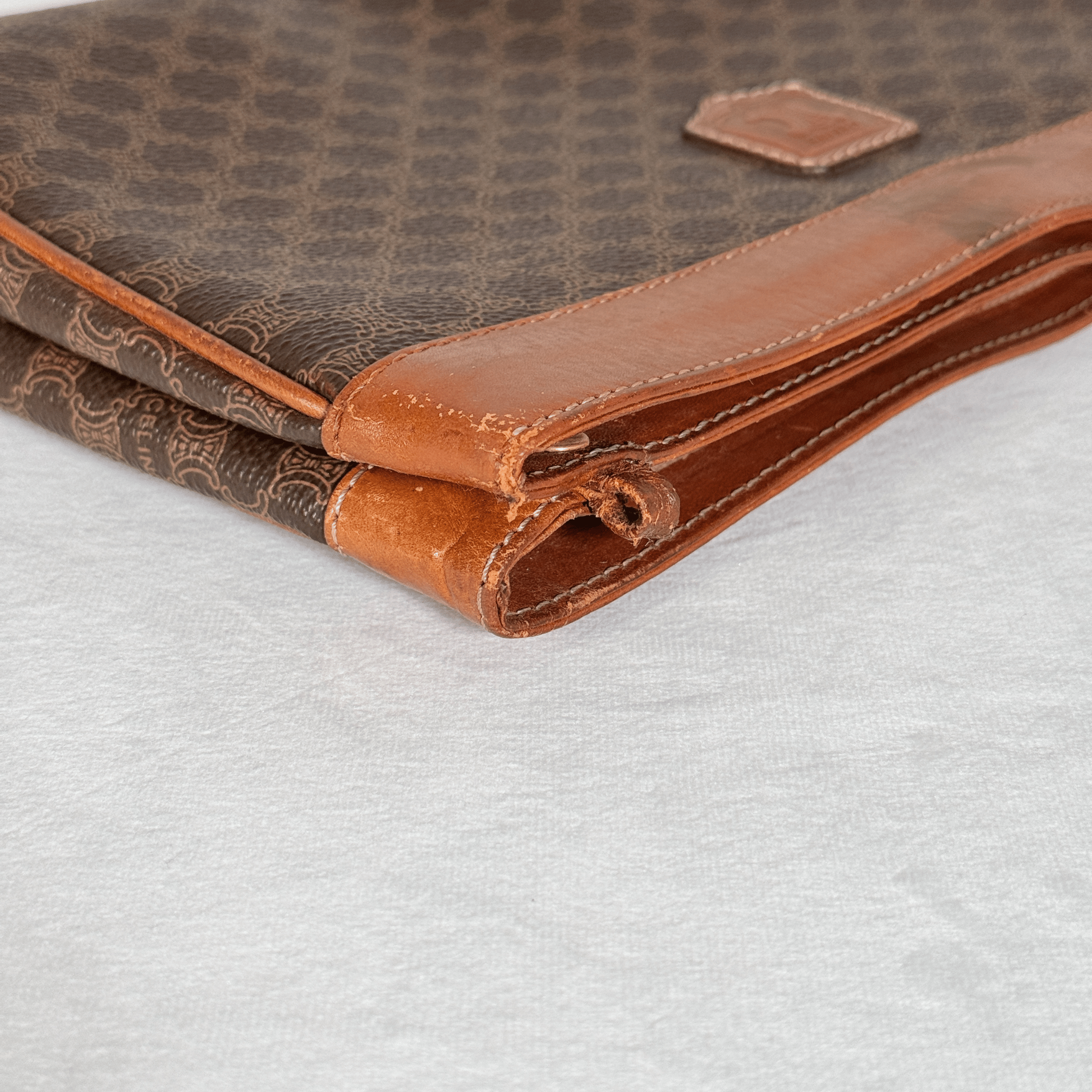 CELINE - POCHETTE VINTAGE MACADAM - TOILE ENDUITE MARRON